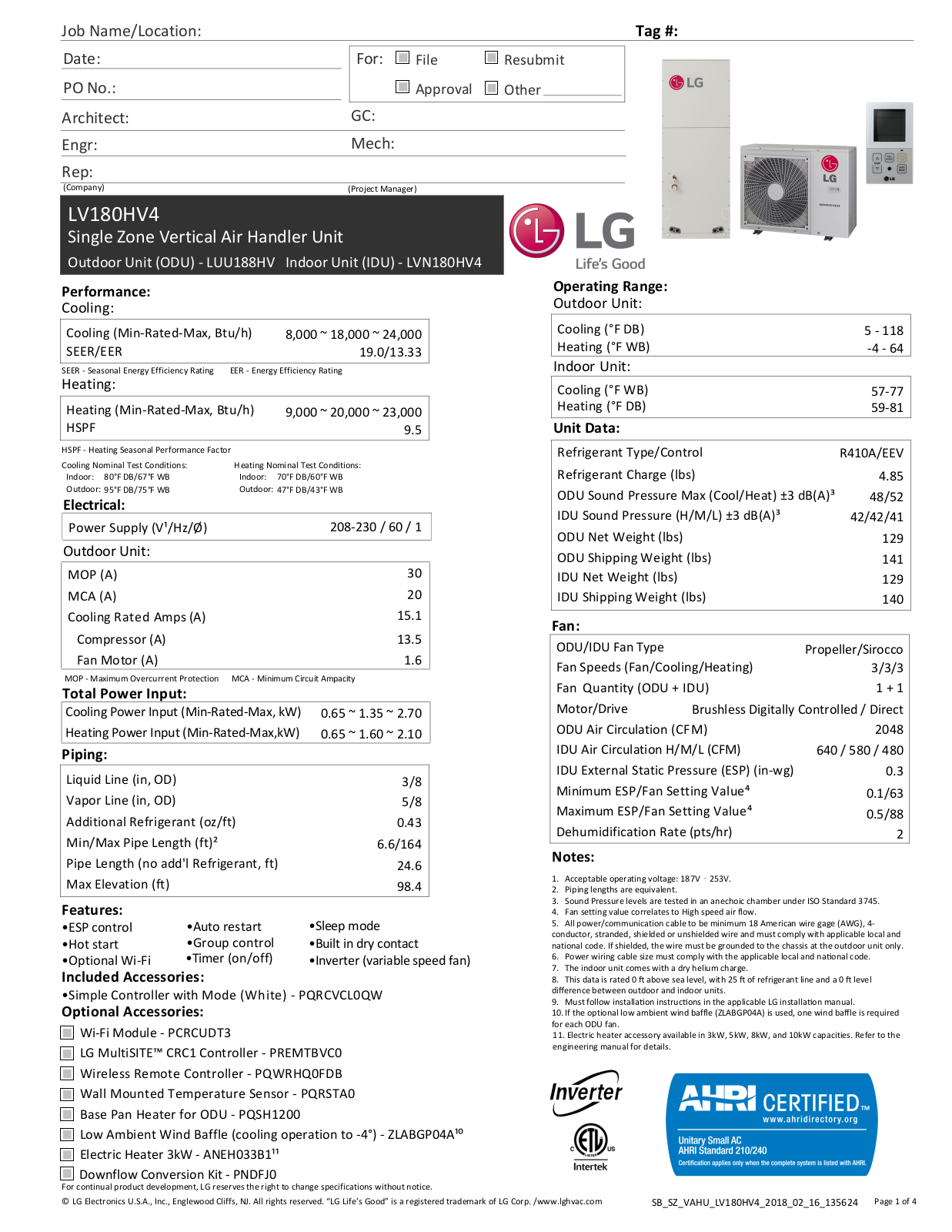LG LUU188HV User Manual