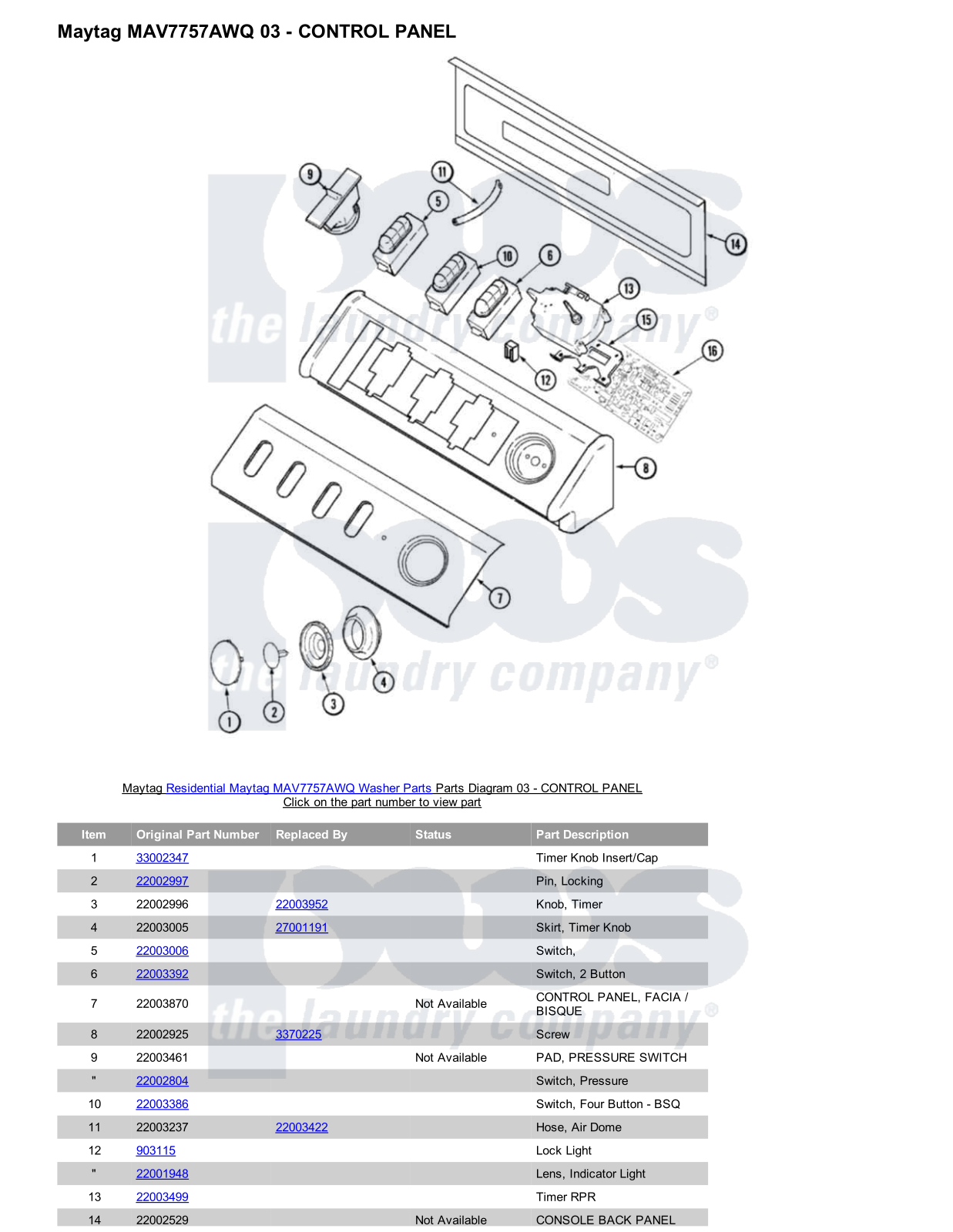 Maytag MAV7757AWQ Parts Diagram