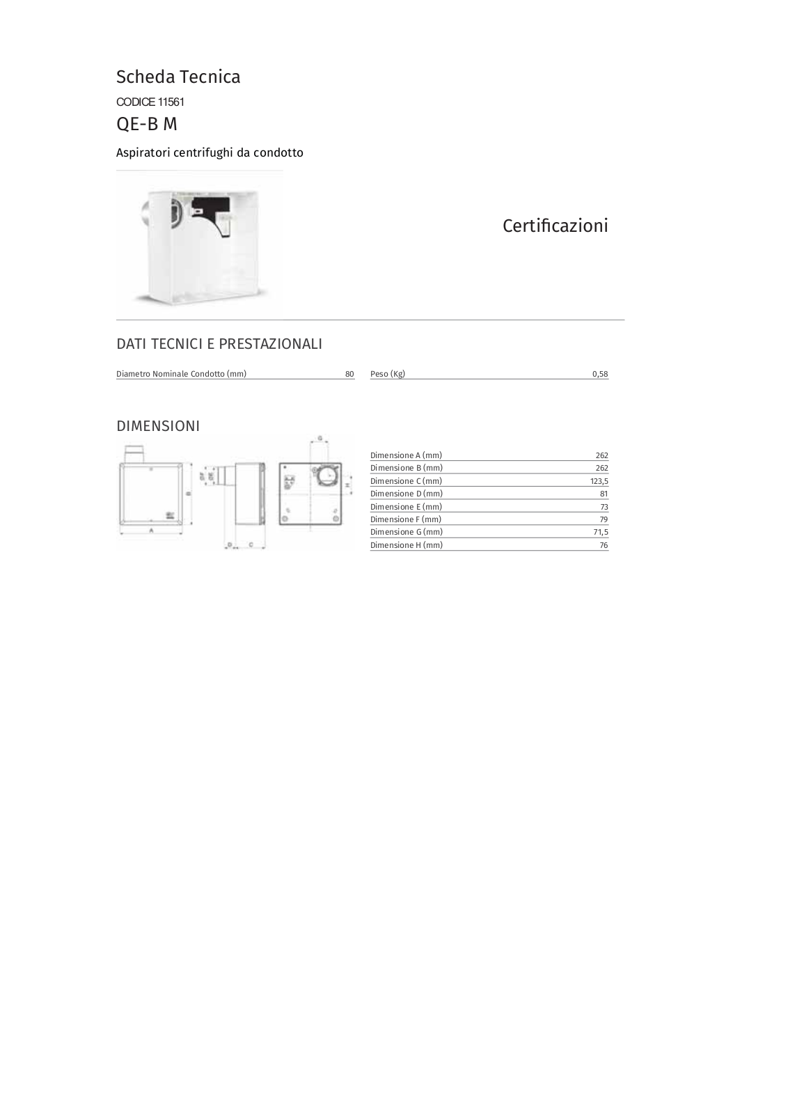 Vortice QE-B M, QE-B M VK90, QE-B I, QE-B I VK90 Instruction Booklet