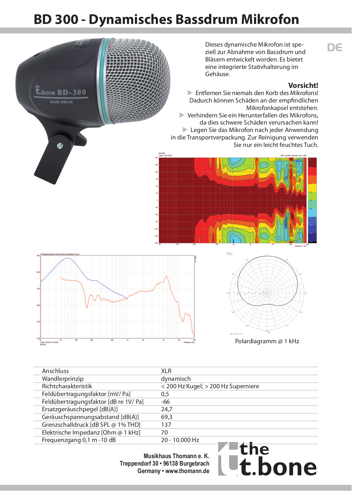 the t.bone DC 1500 Technical data