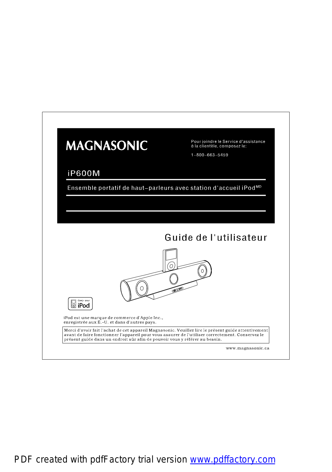 Magnasonic iP600M User Manual