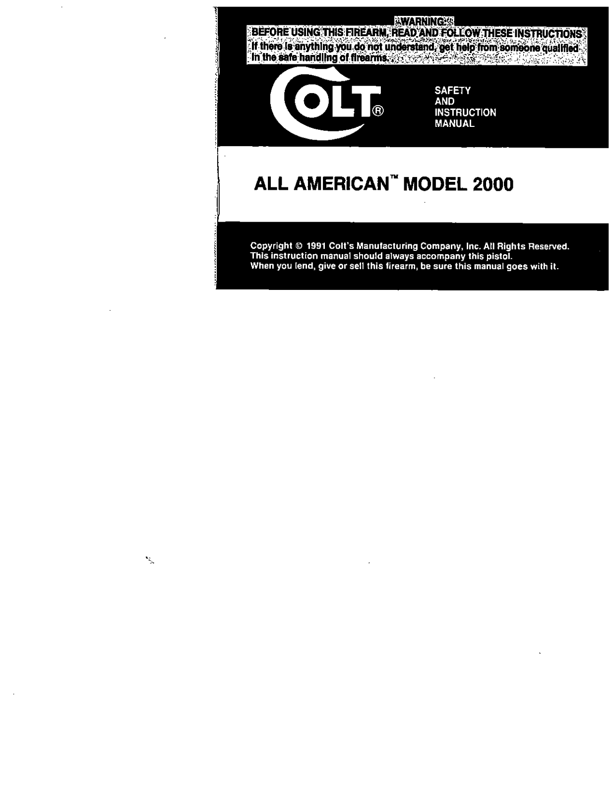 colt all american 2000 User Guide