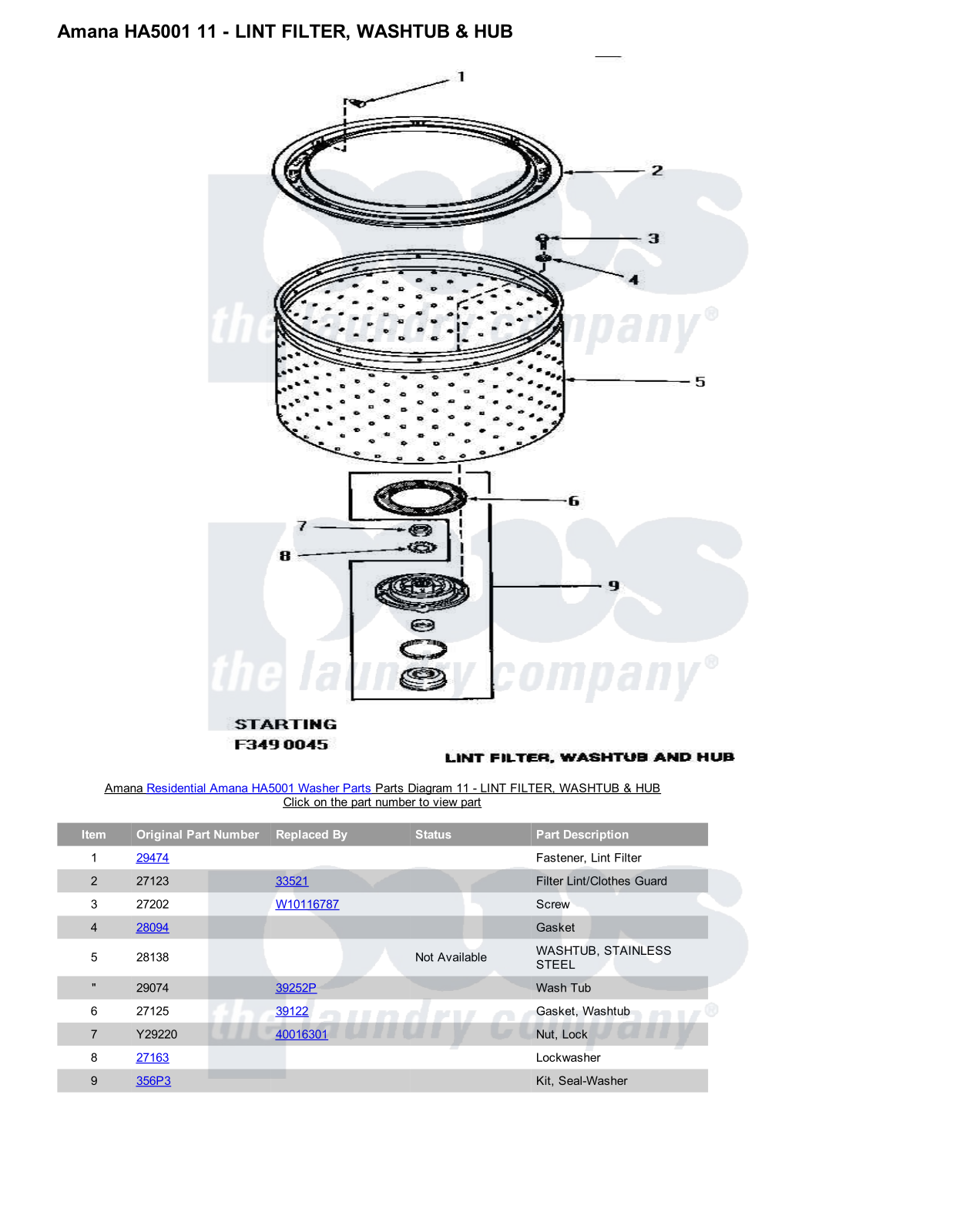 Amana HA5001 Parts Diagram