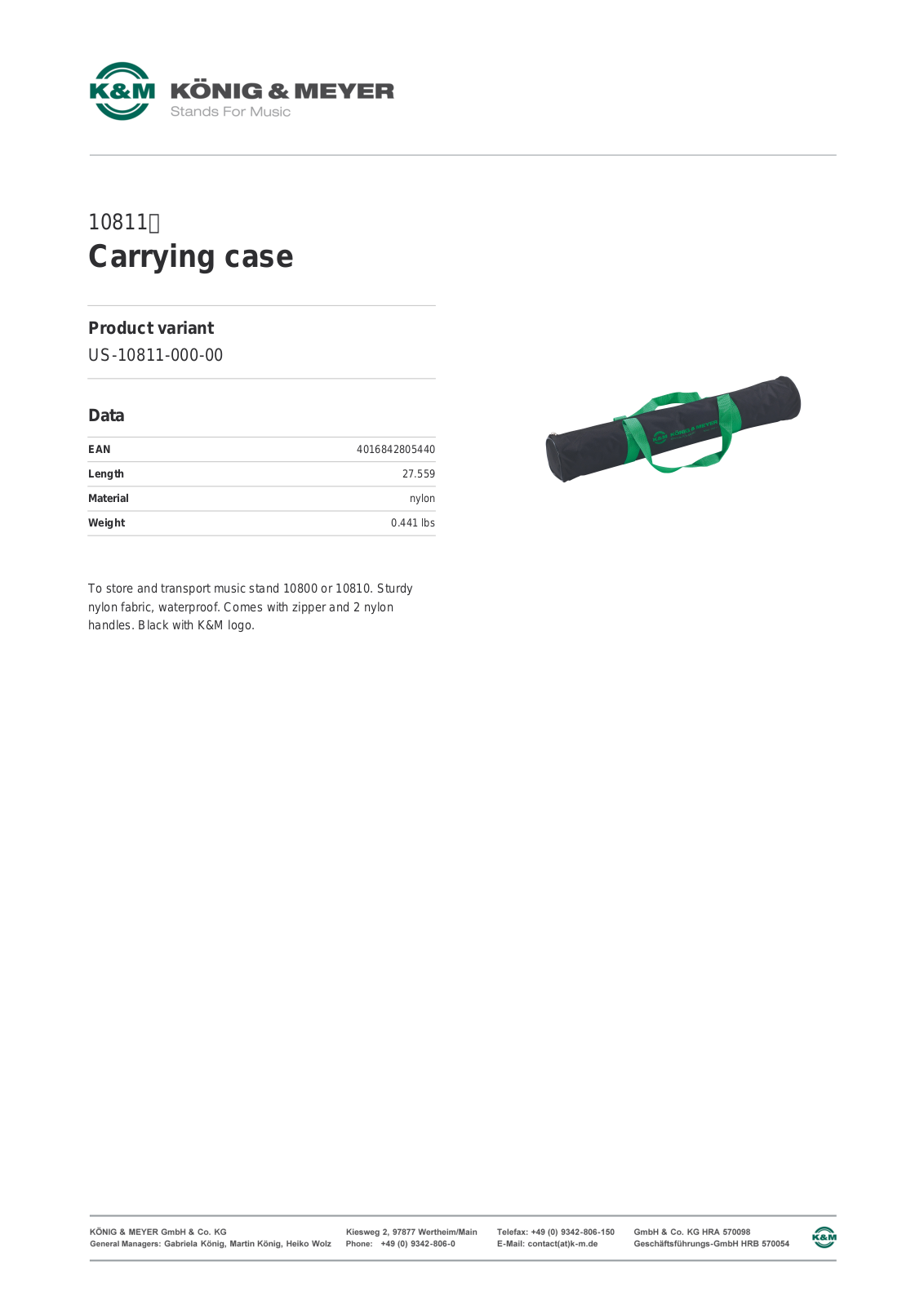 K&M 10811 Data Sheet