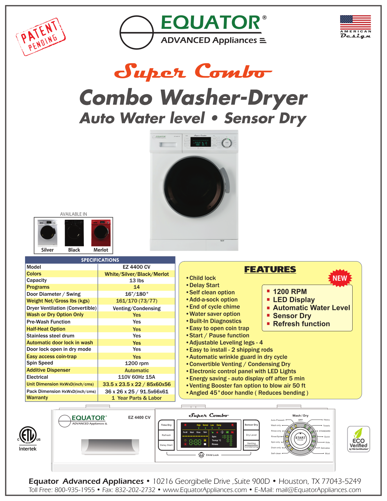 Equator EZ4400CVW Specifications