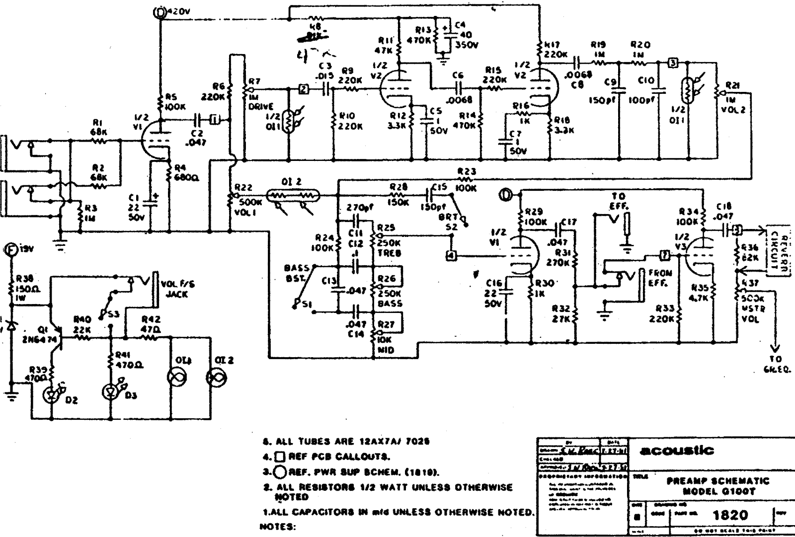 Acoustic g100t schematic