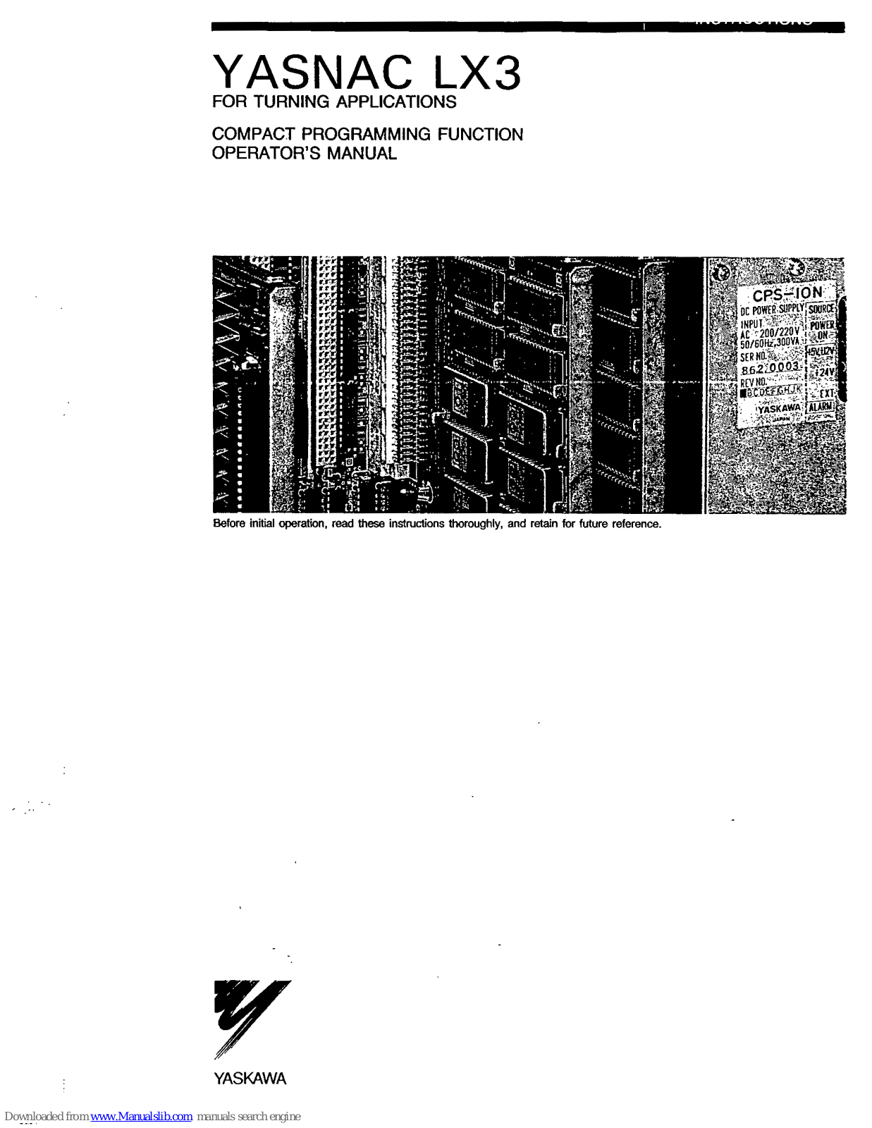 YASKAWA YASNAC LX3 Operator's Manual - ManualMachine.com