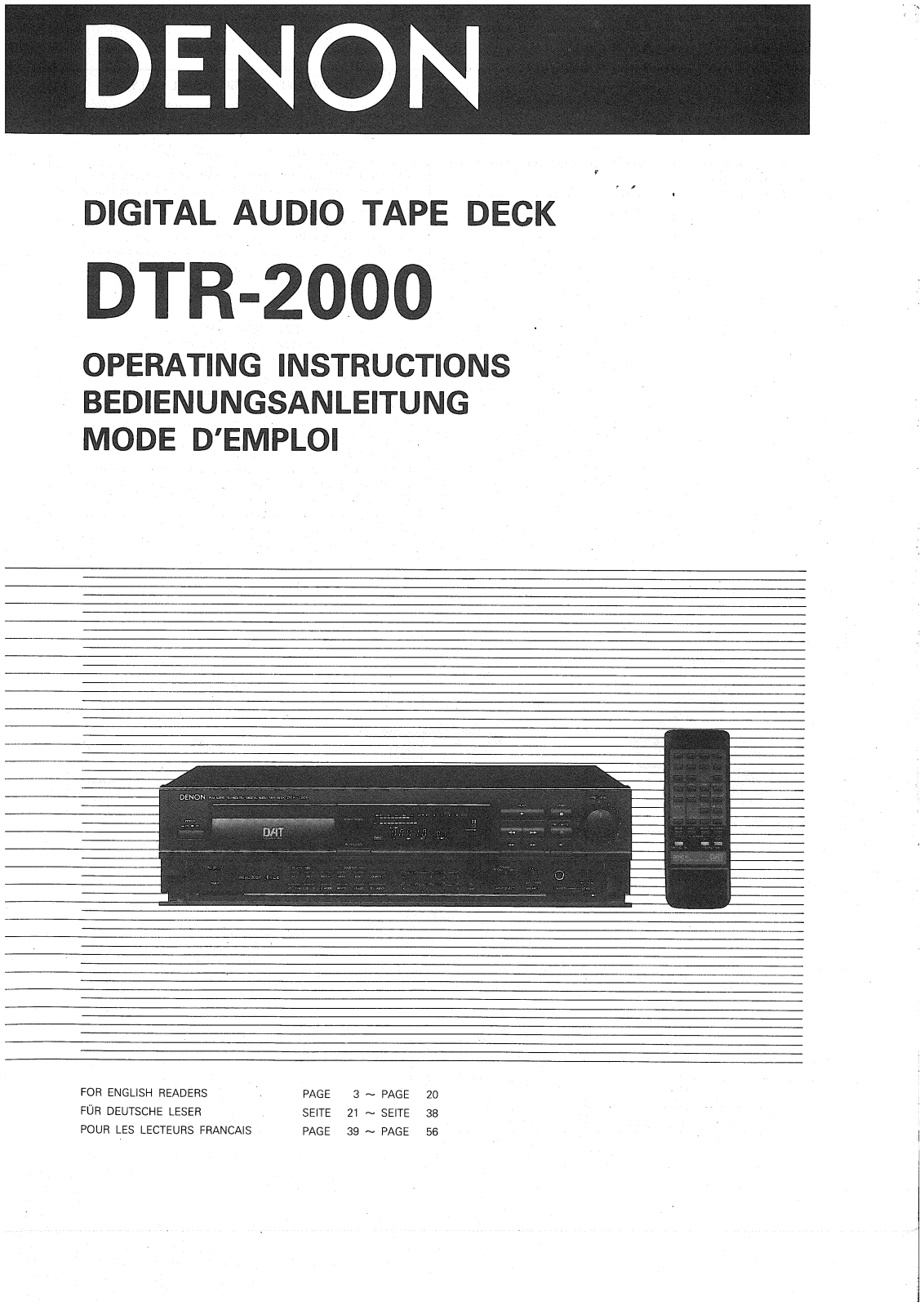 Denon DTR-2000 Owner's Manual