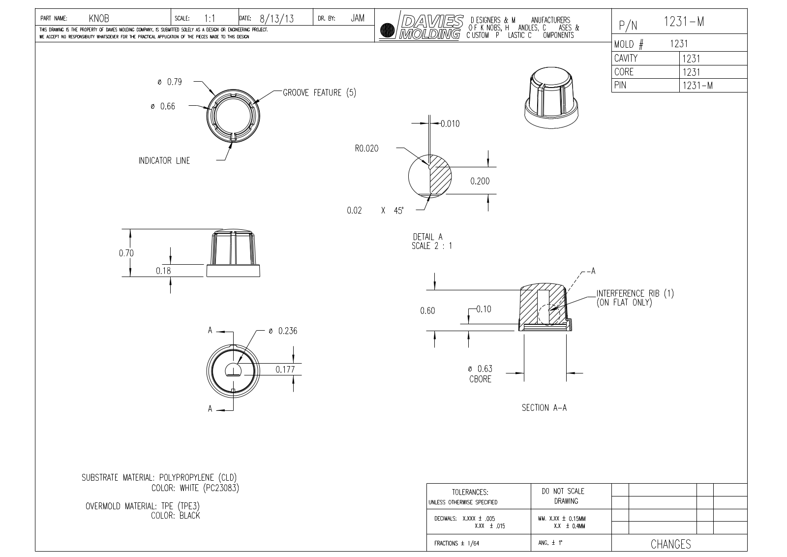 Davies Molding 1231-M Reference Drawing