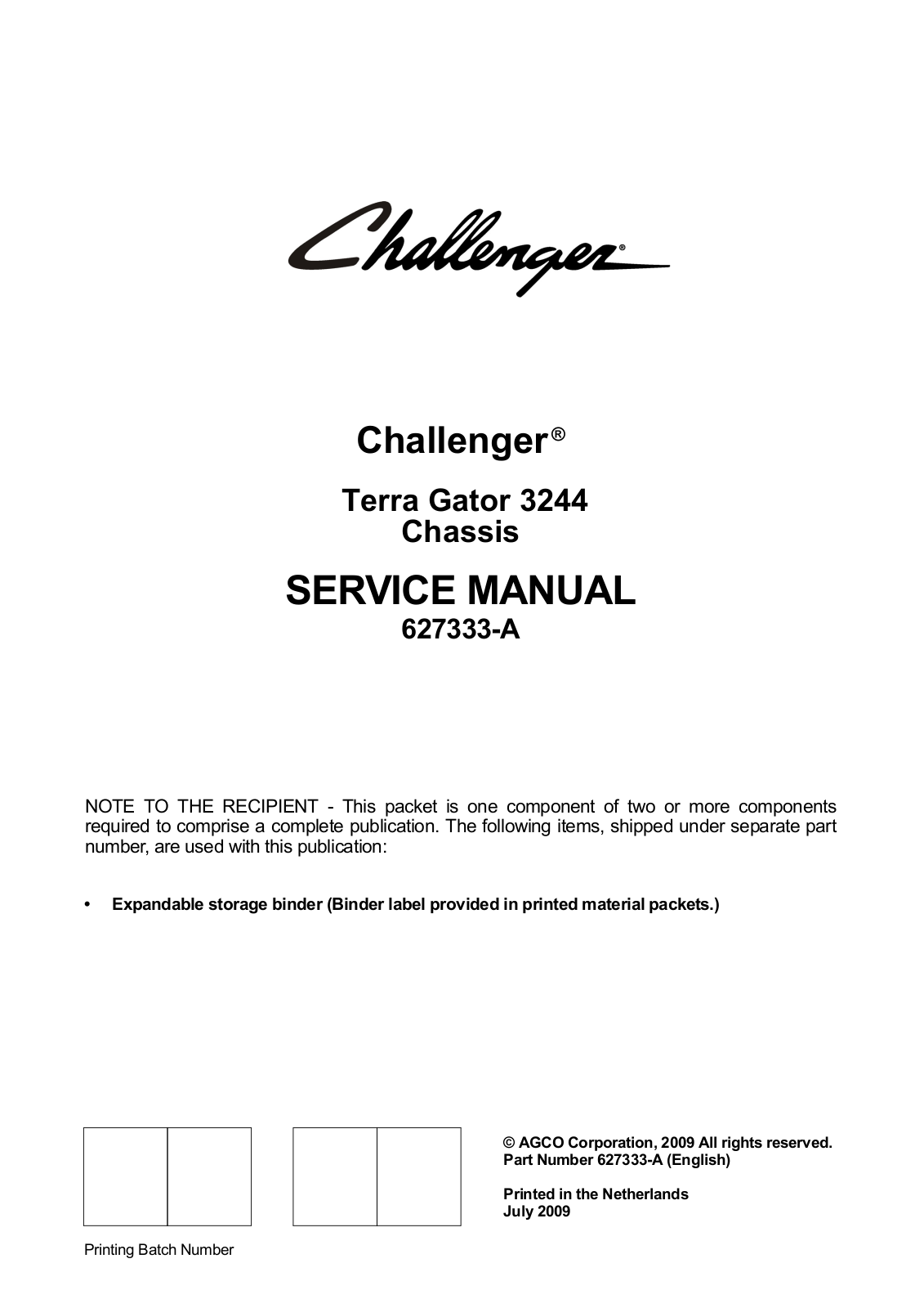 Challenger TerraGator 3244 Service Manual