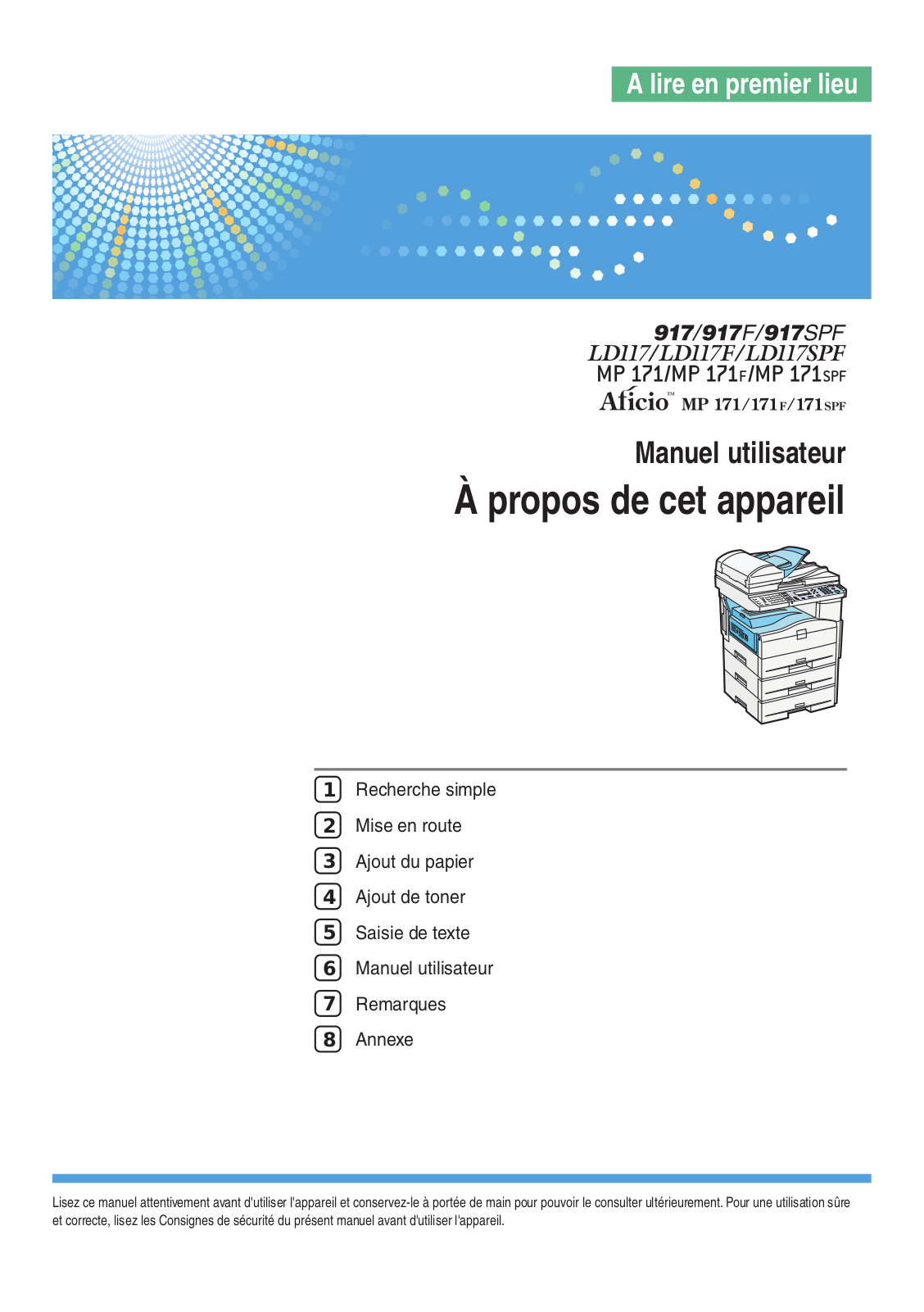 RICOH MP 171SPF User Manual