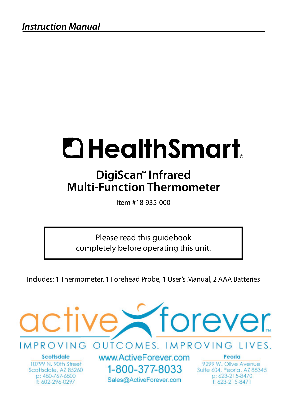 HealthSmart 18-935-000 Instruction Manual