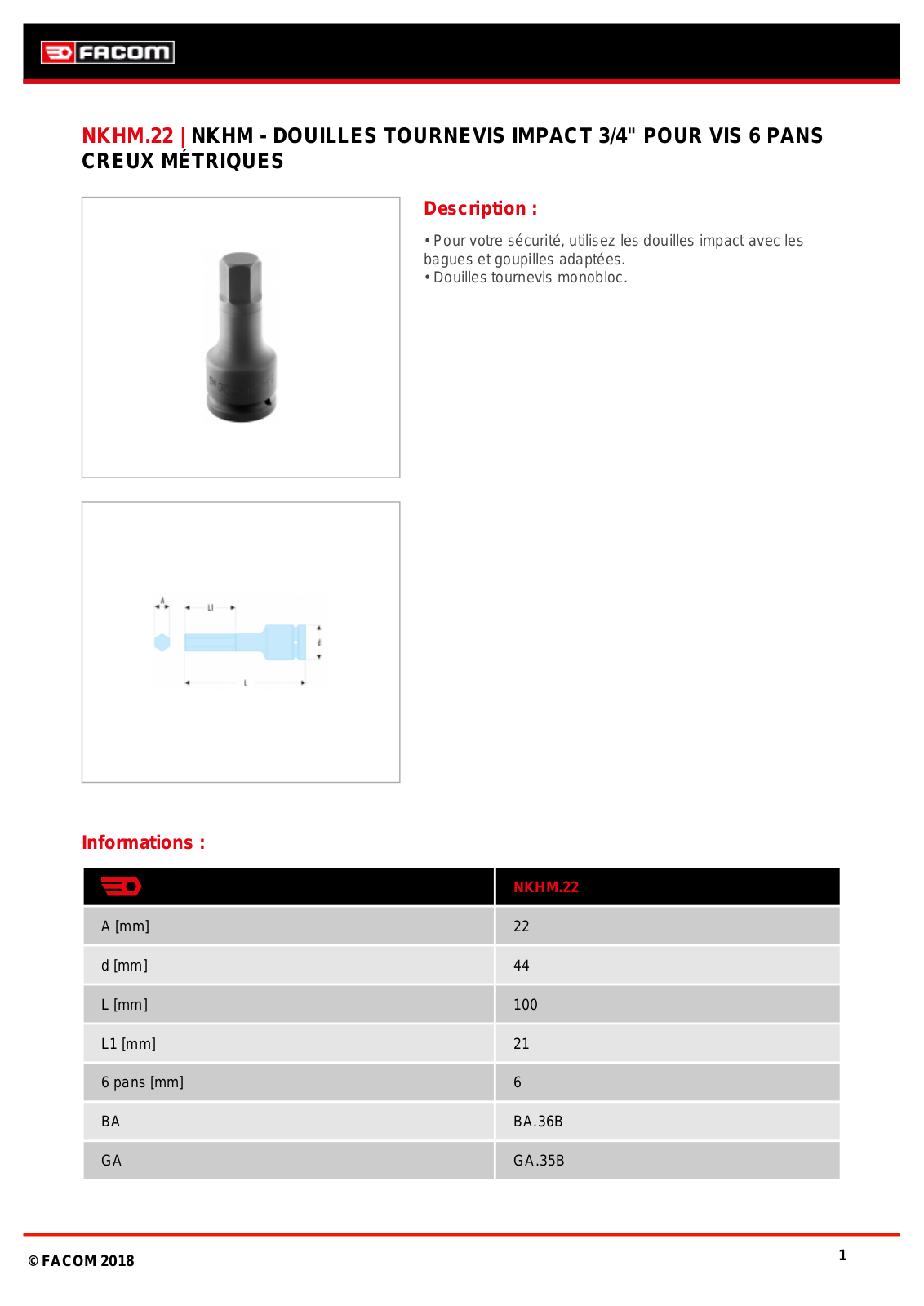 Facom NKHM.22 Specification - ManualMachine.com