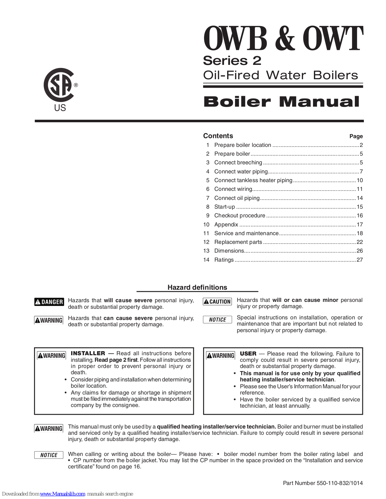 Williamson OWB-3, OWT-3, OWB-4, OWT-4, OWB-5 User Manual - ManualMachine.com