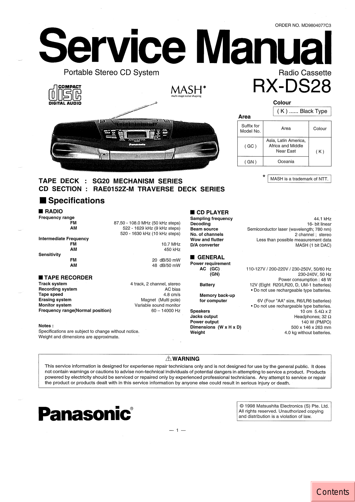 JVC RX DS28 GC, RX DS28 GN Service Manual