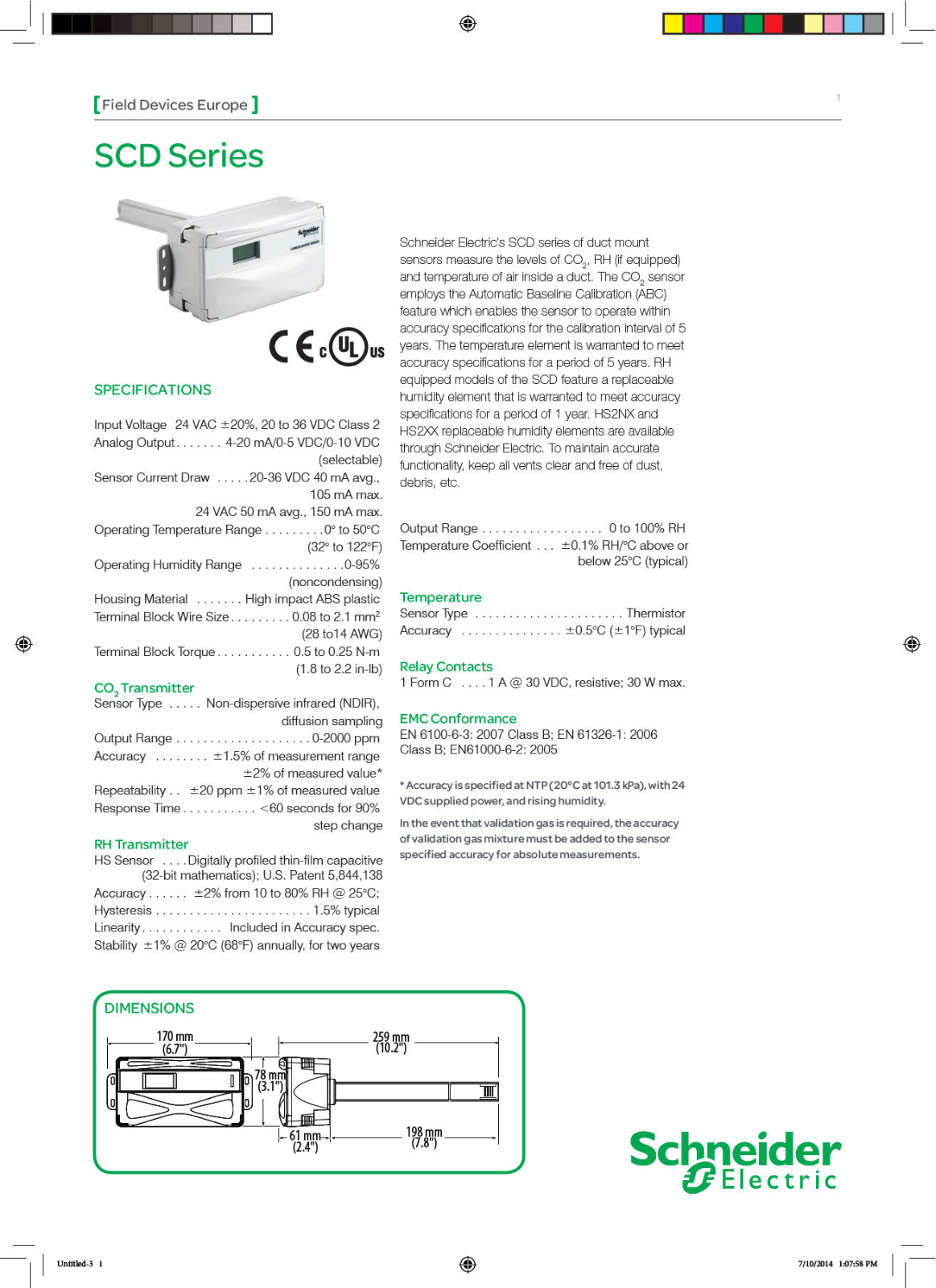 Schneider Electric SCD Series Data Sheet