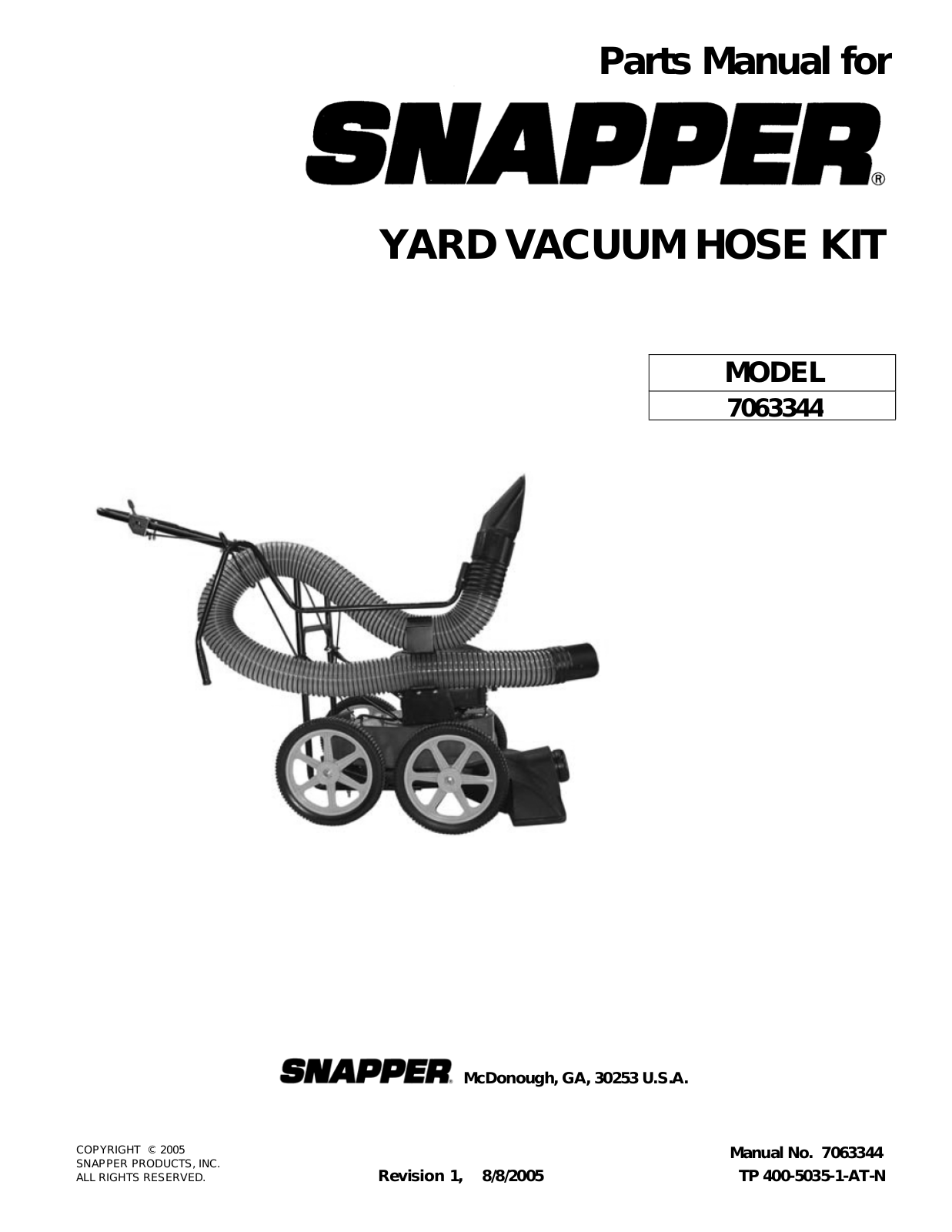 Snapper 7063344 User Manual