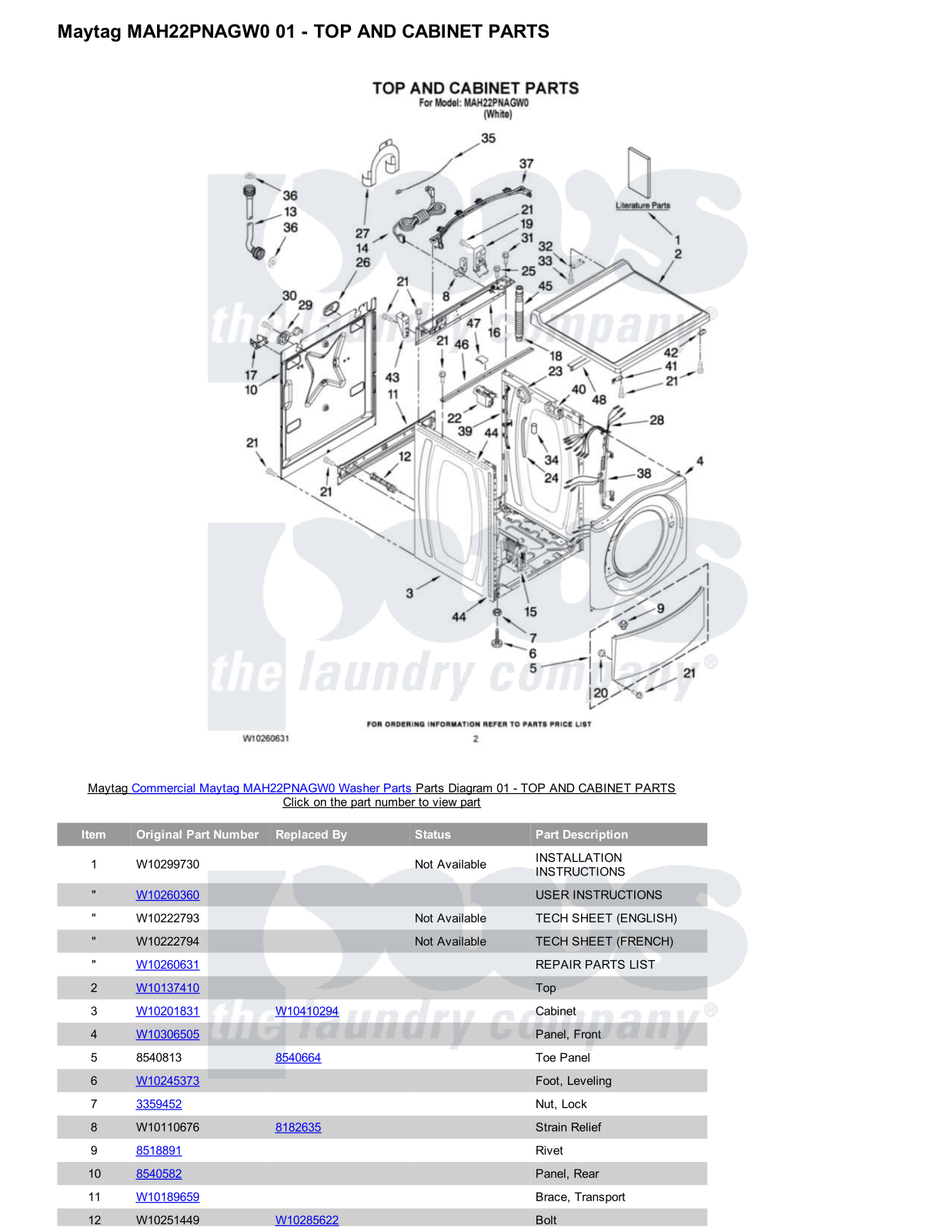 Maytag MAH22PNAGW0 Parts Diagram