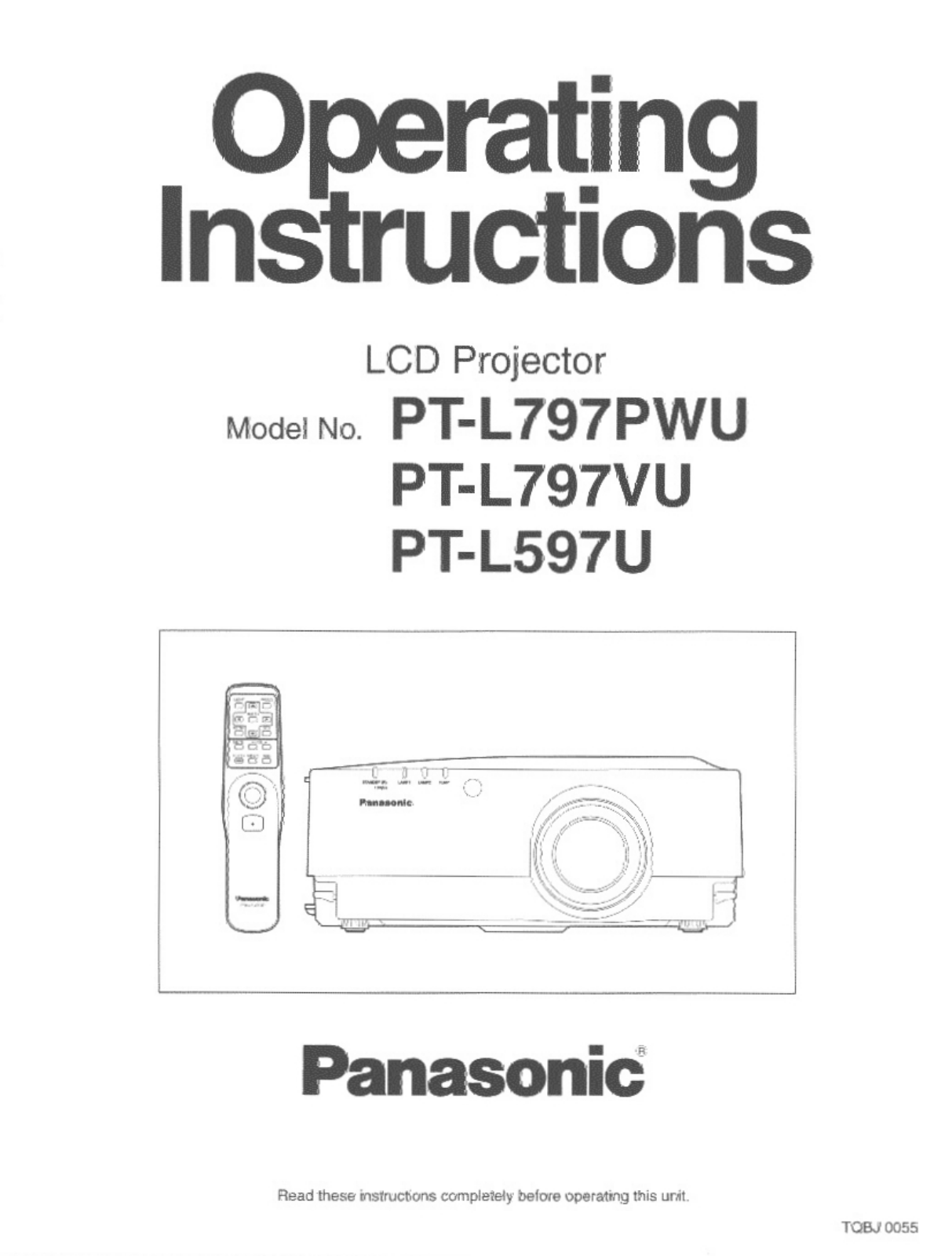 Panasonic PT-L597U User Manual