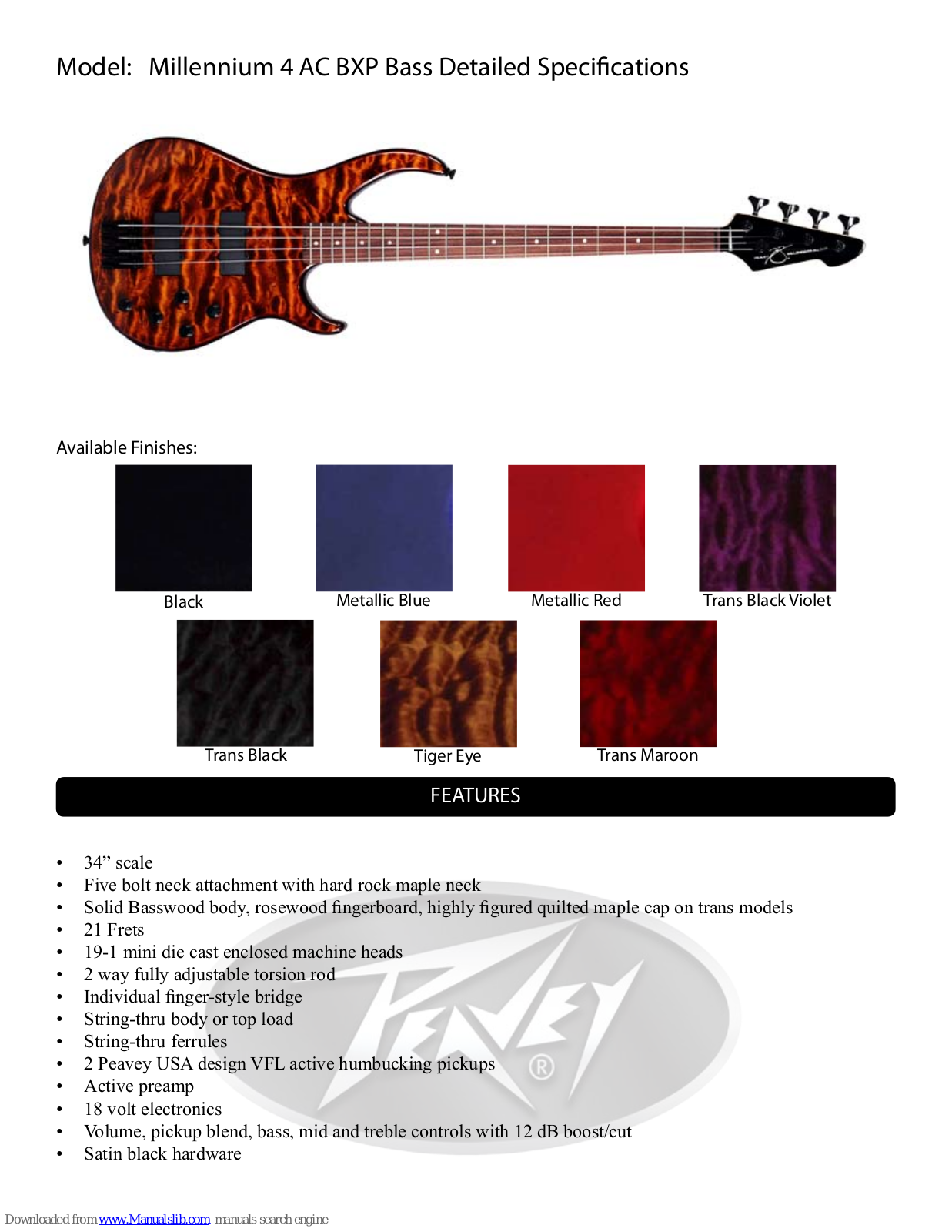 Peavey Millennium 4 AC BXP Bass Specifications - ManualMachine.com