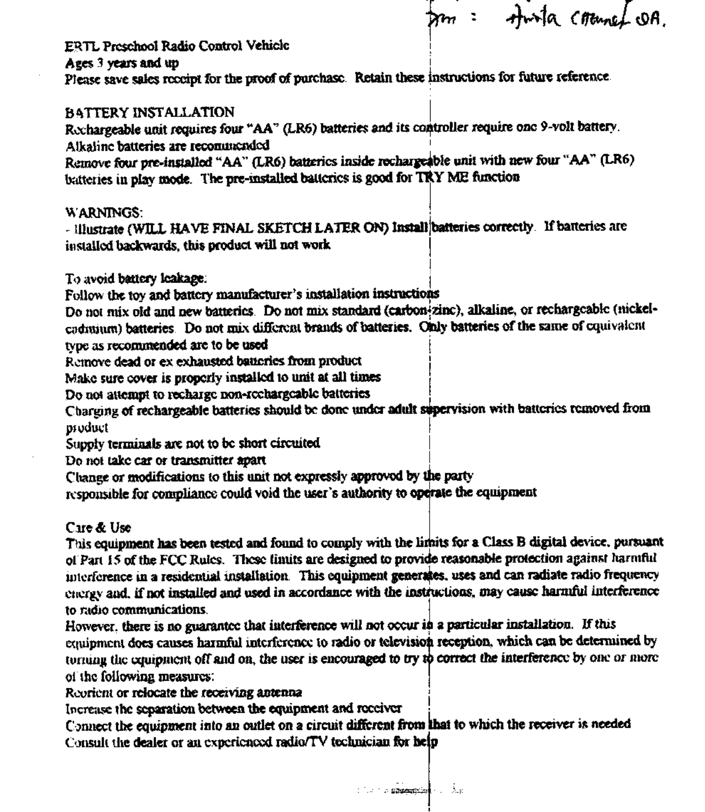 Tomy 34126TXA User Manual