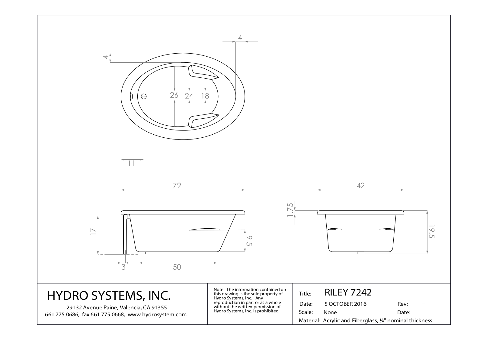 Hydro Systems RILEY 7242 Shematics