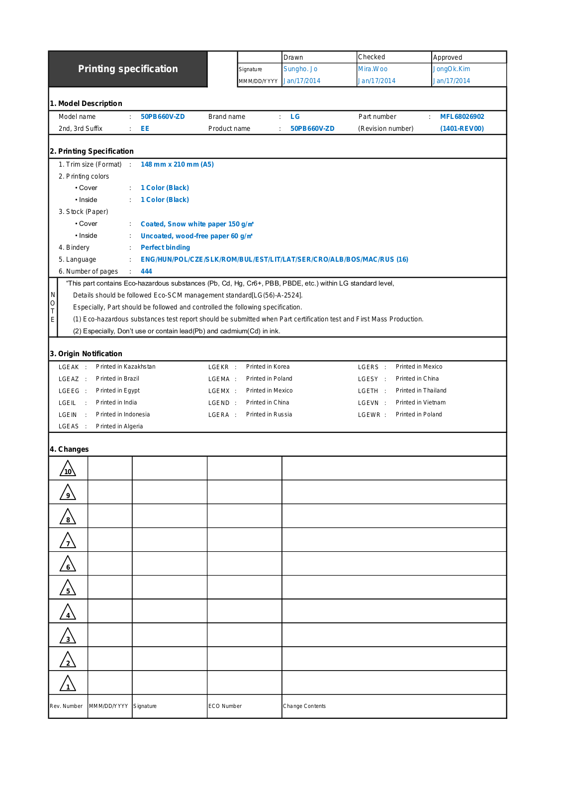 LG 50PB660V User Manual