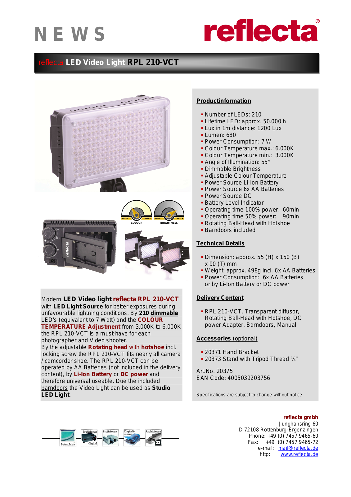 Reflecta RPL 210-VCT User Manual