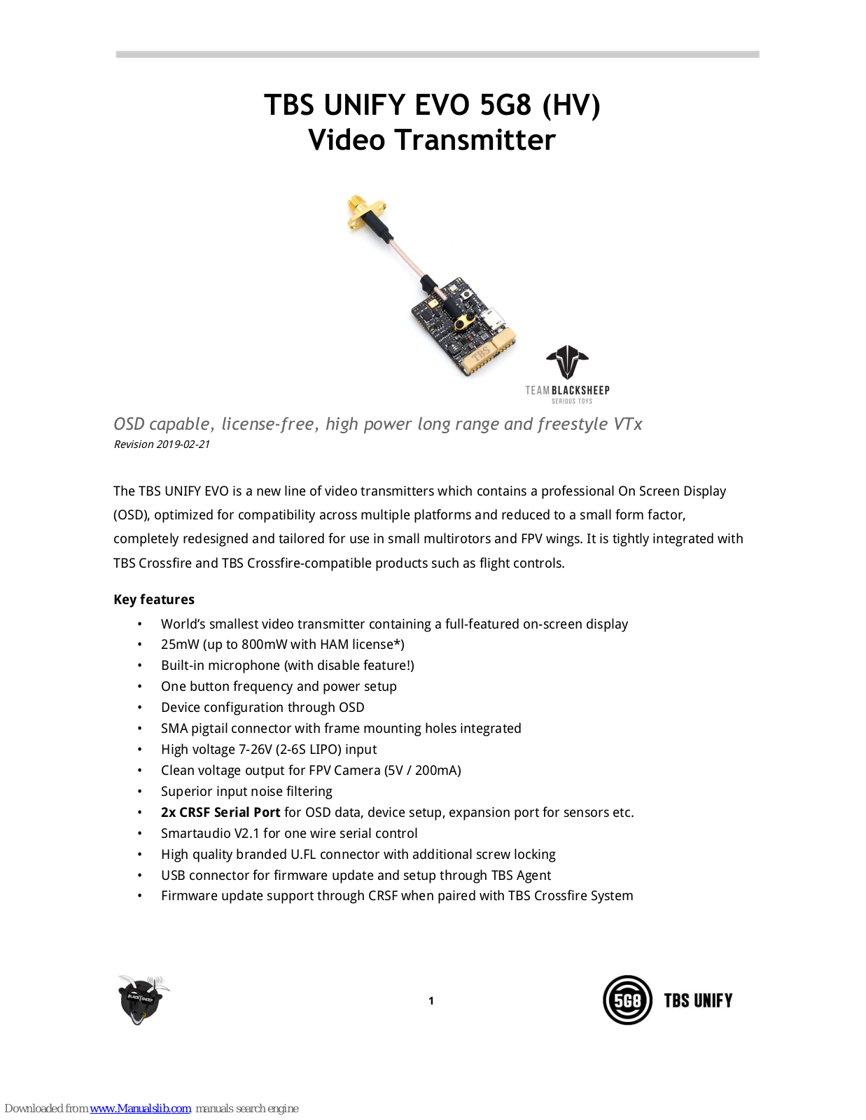 Team Blacksheep TBS UNIFY EVO User Manual - ManualMachine.com