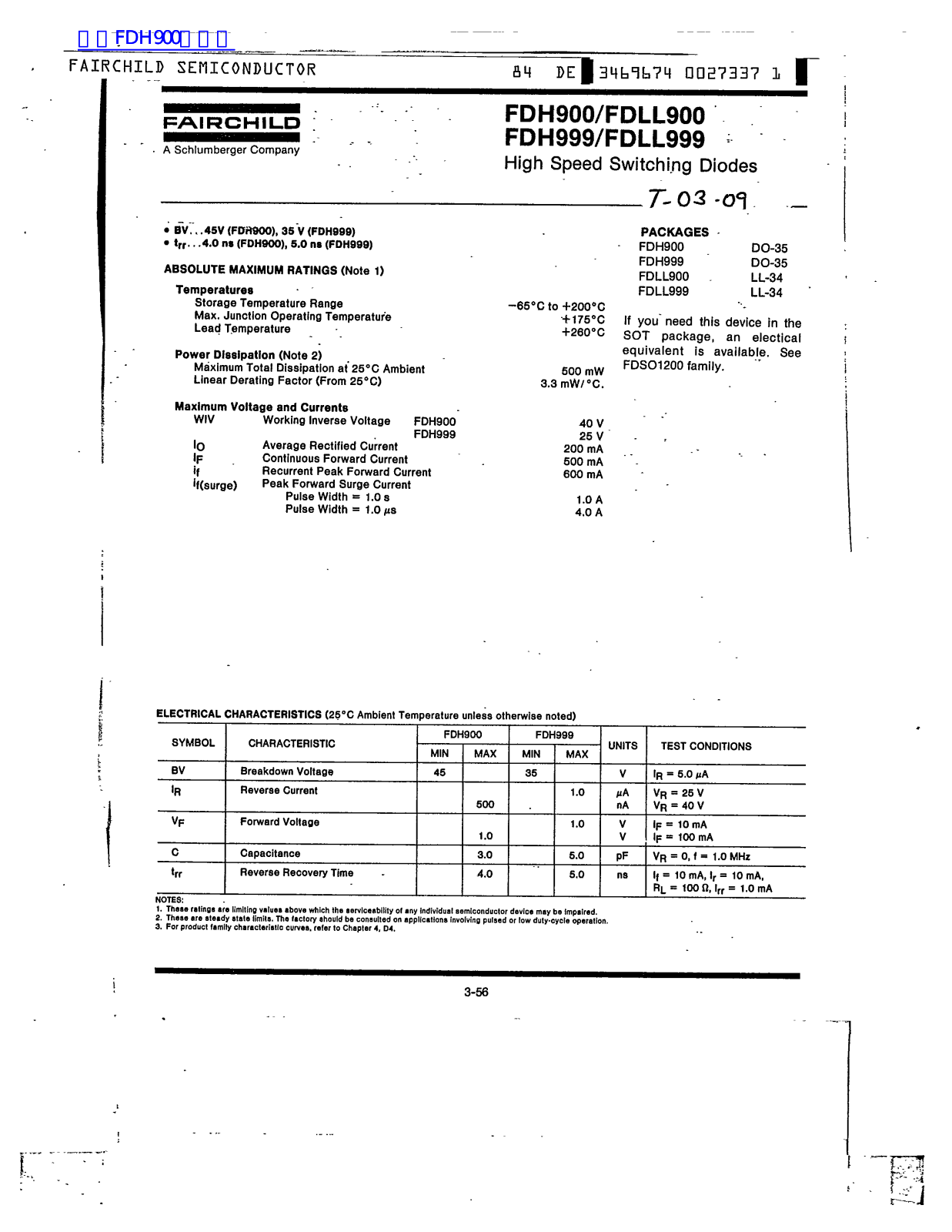 Fairchild FDH900, FDLL900, FDH999, FDLL999 service manual