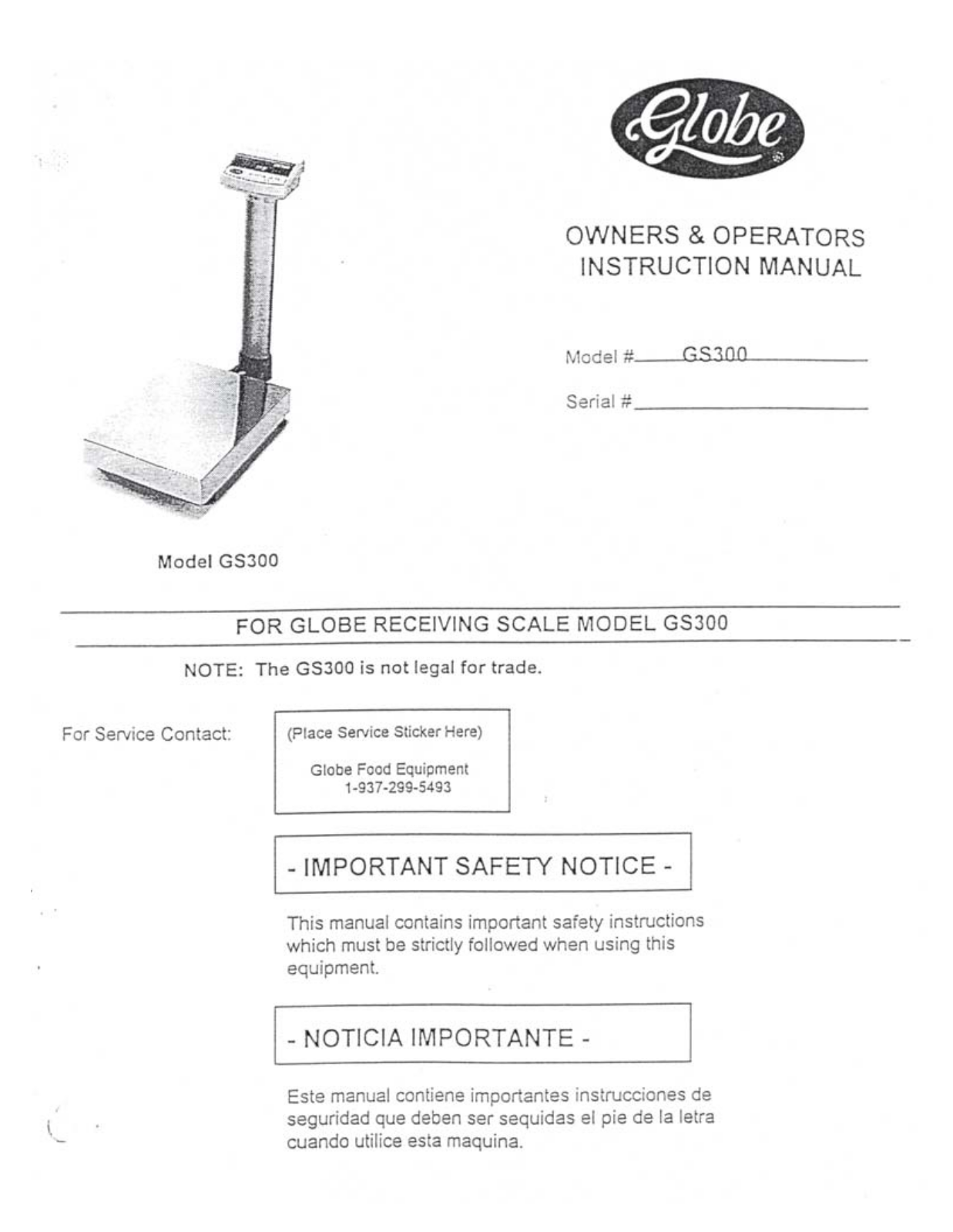 Globe GS300 Installation  Manual