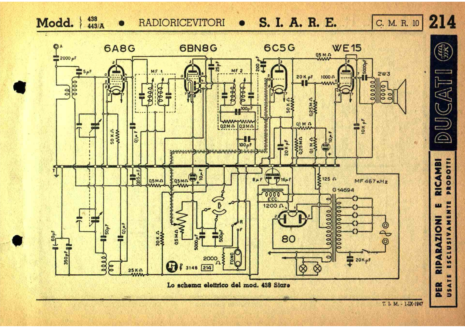 Siare Crosley 438 schematic