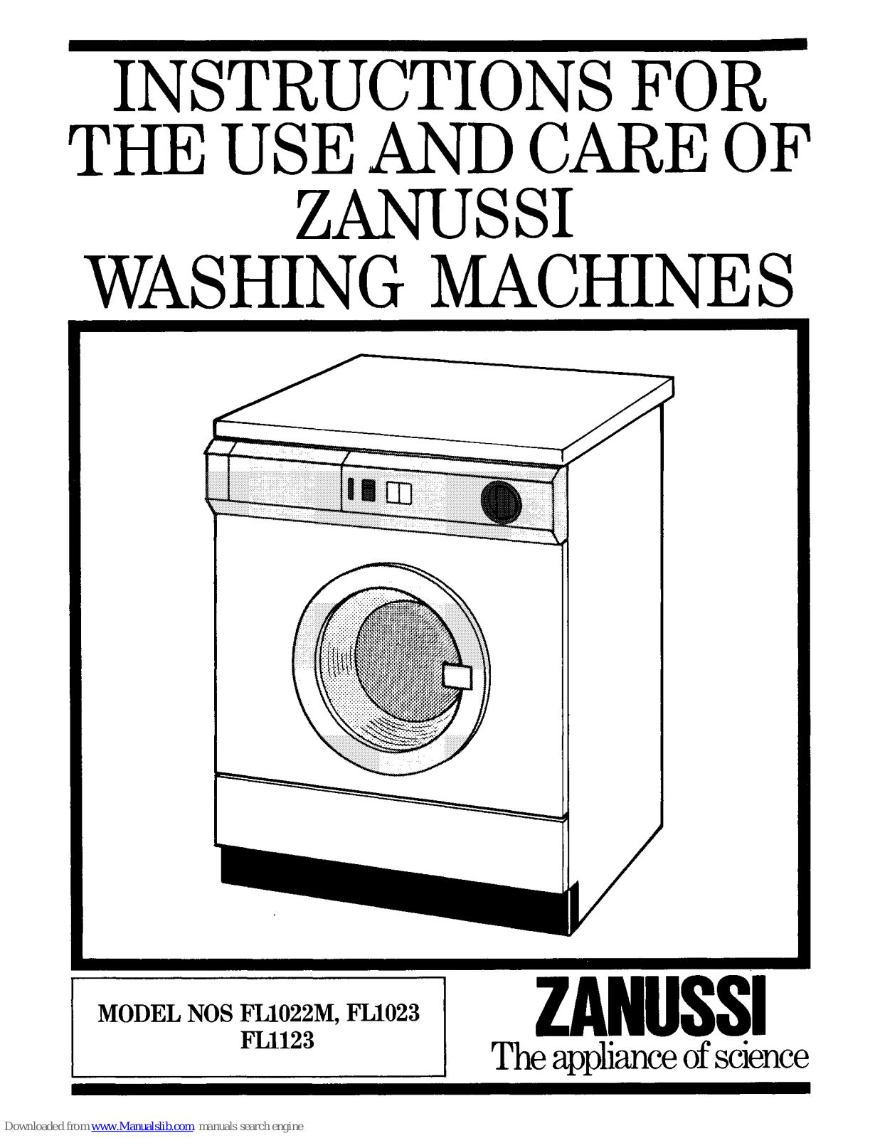 Zanussi FL1023 FL1123 Instructions For The Use And Care