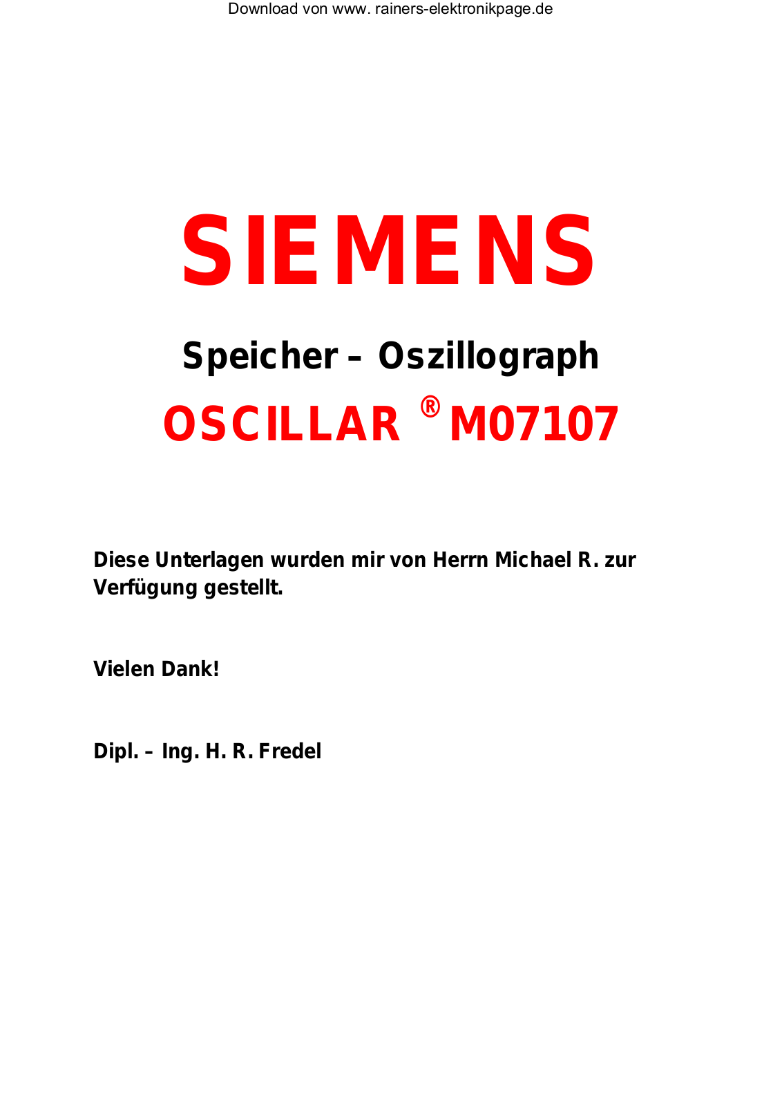 Siemens M07107 Service manual