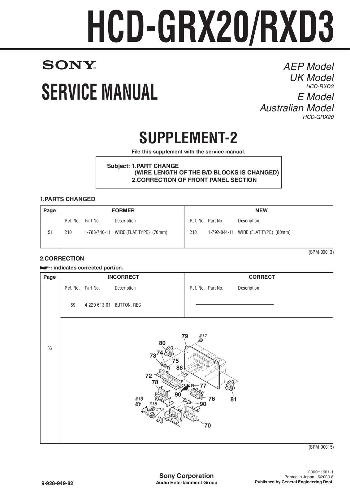 Sony HCD-GRX20, HCD-RXD3 Service Manual