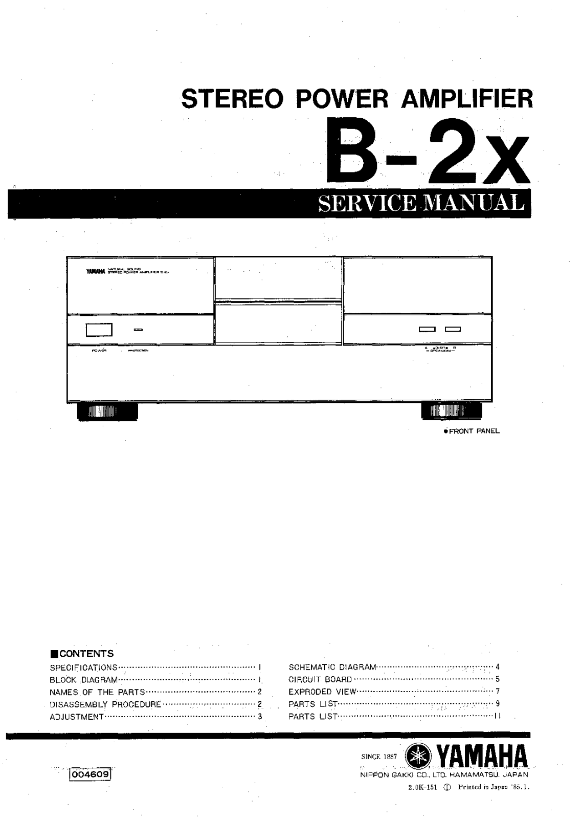 Yamaha B-2-X Service Manual