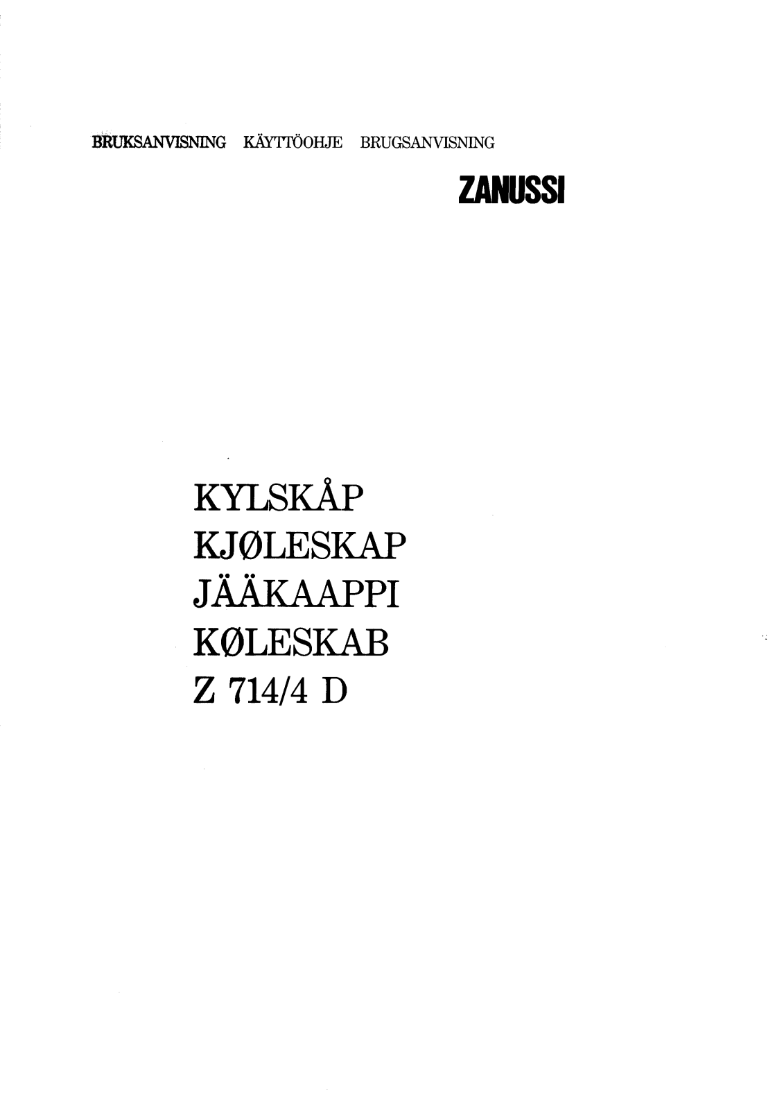 Zanussi Z714/4D User Manual