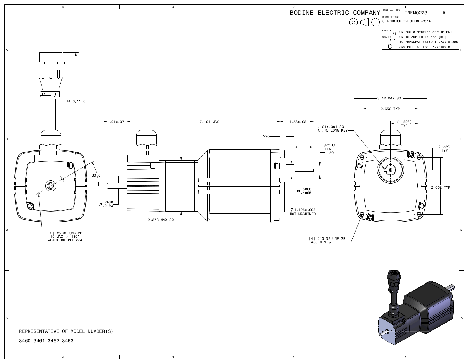 Bodine 3460, 3461, 3462, 3463 Reference Drawing