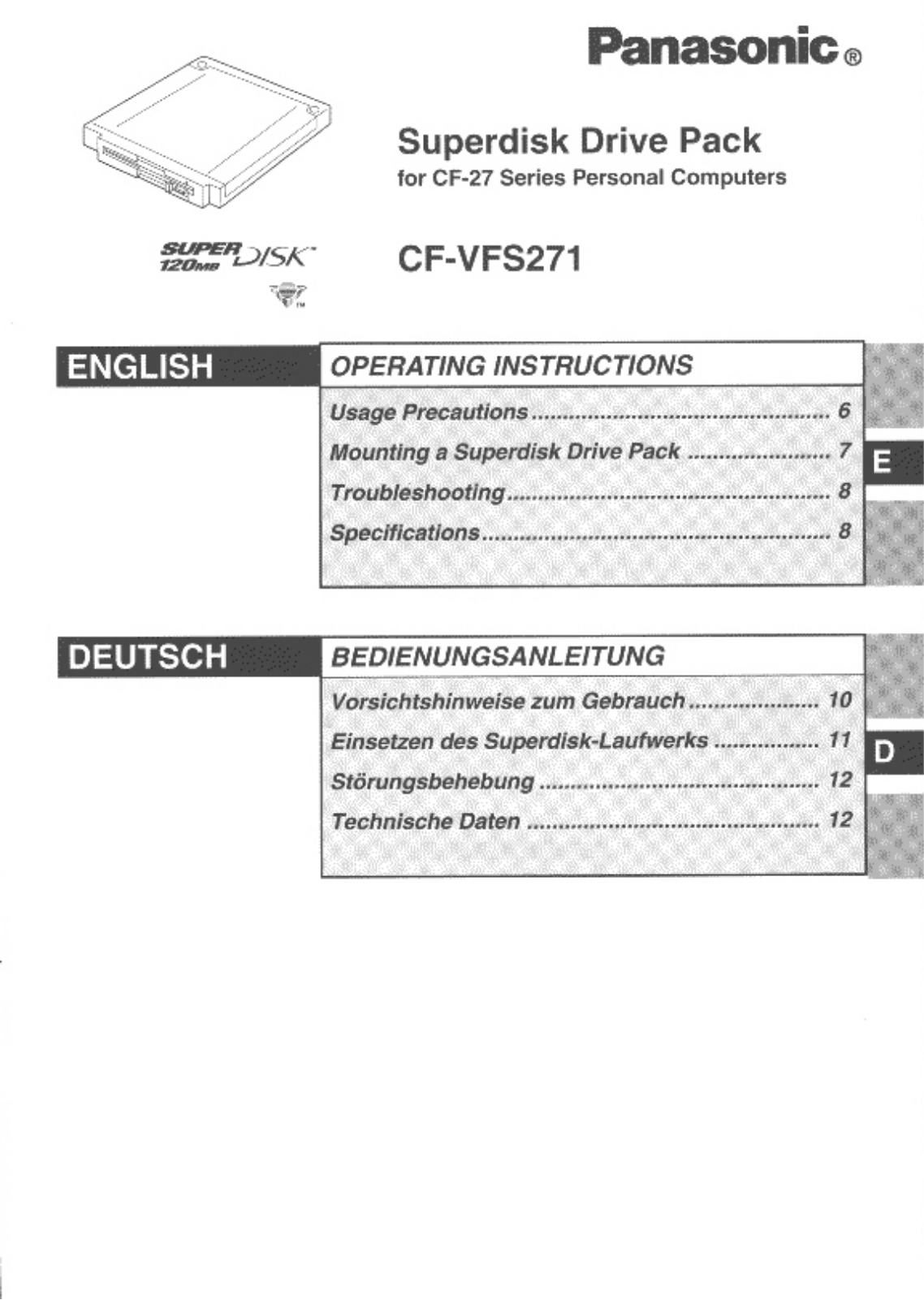 Panasonic cf-vfs271 Operation Manual