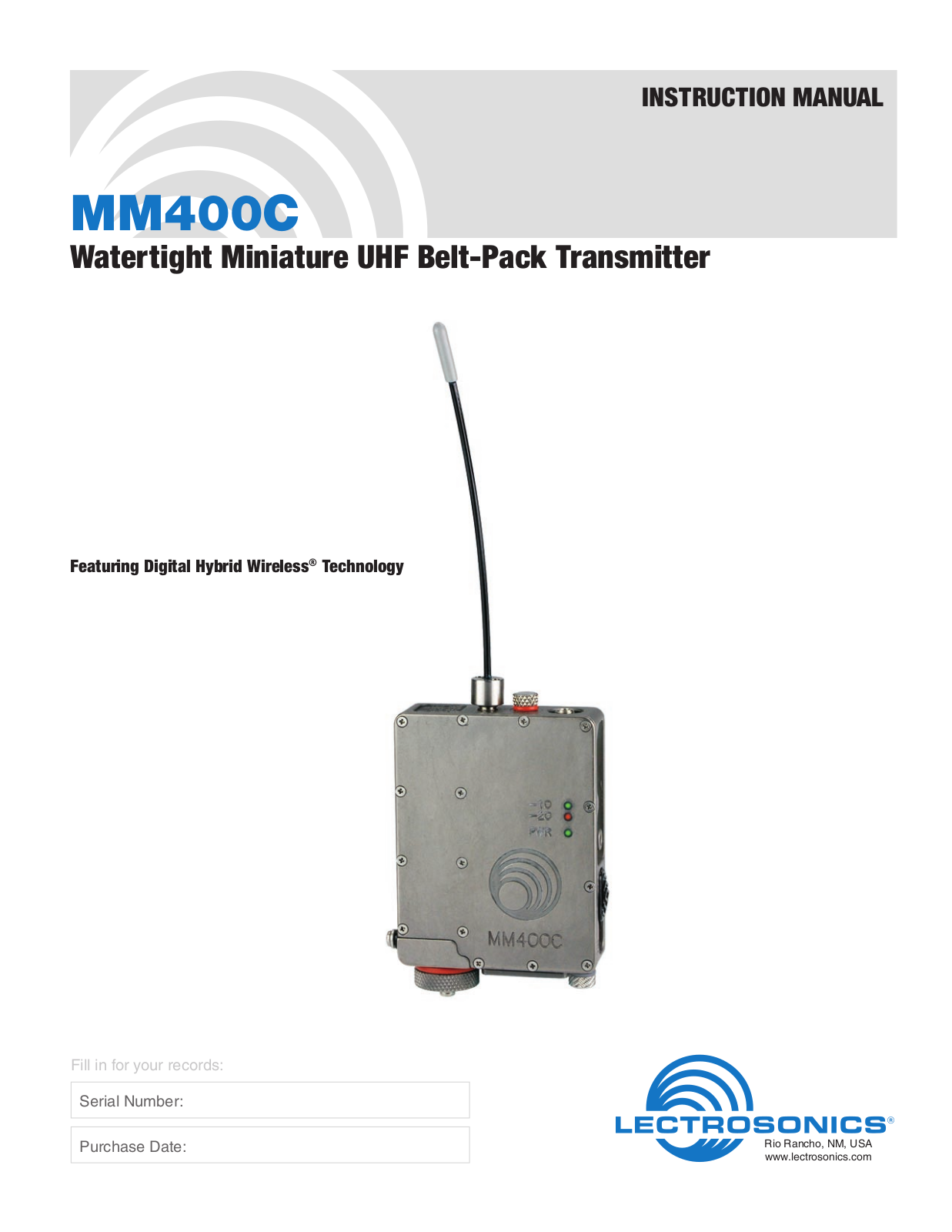 Lectrosonics MM400E Users Manual