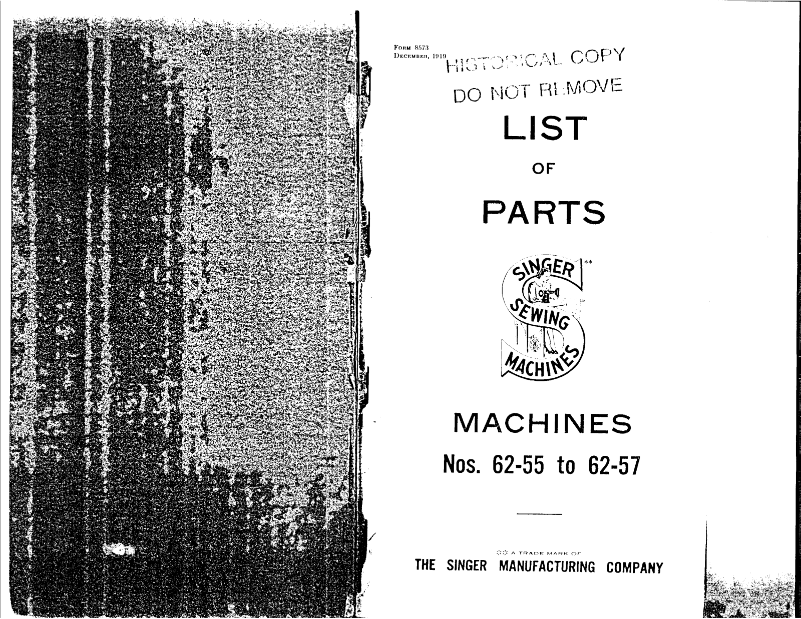 Singer 62-55, 62-57 User Manual