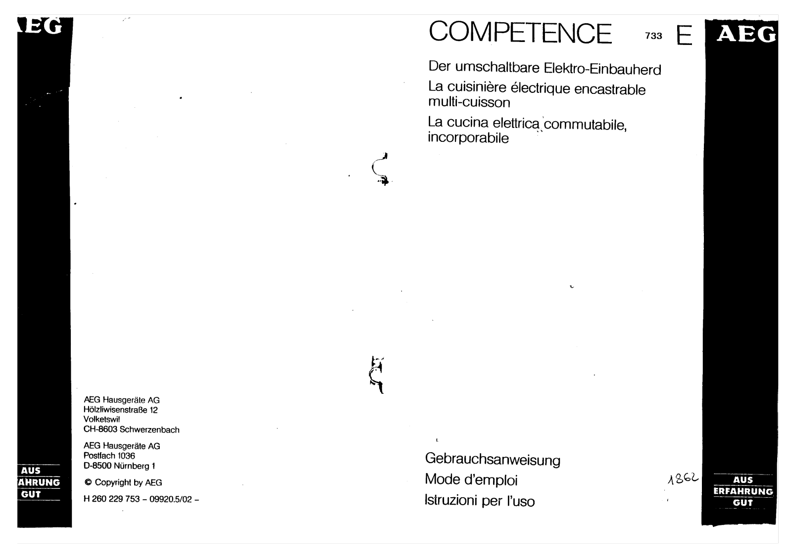 AEG COMPETENCE 733E User Manual