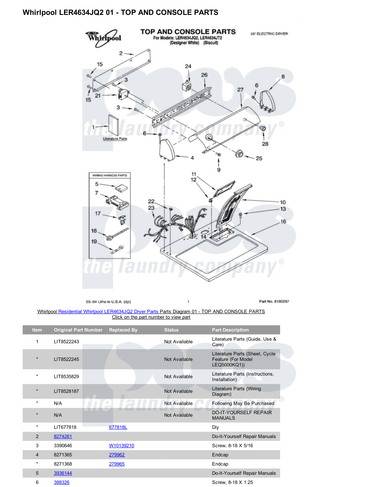 Whirlpool LER4634JQ2 Parts Diagram