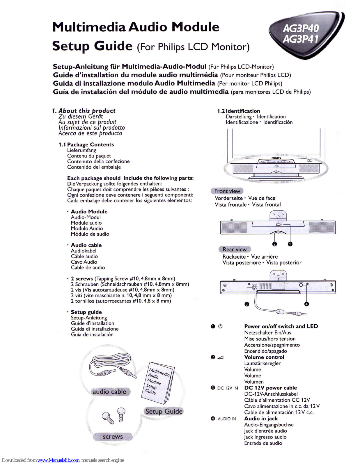 Philips Audio Chin AG3P40, AG3P41, AG3P4174, AG3P4074 Setup Manual - ManualMachine.com