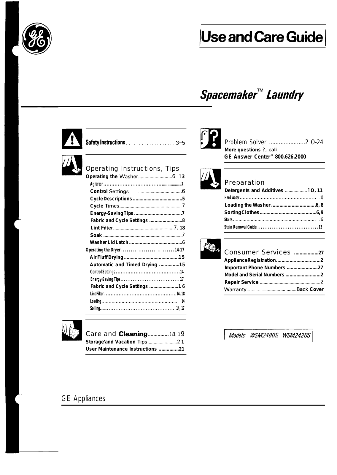 General Electric WSM2420S User Manual