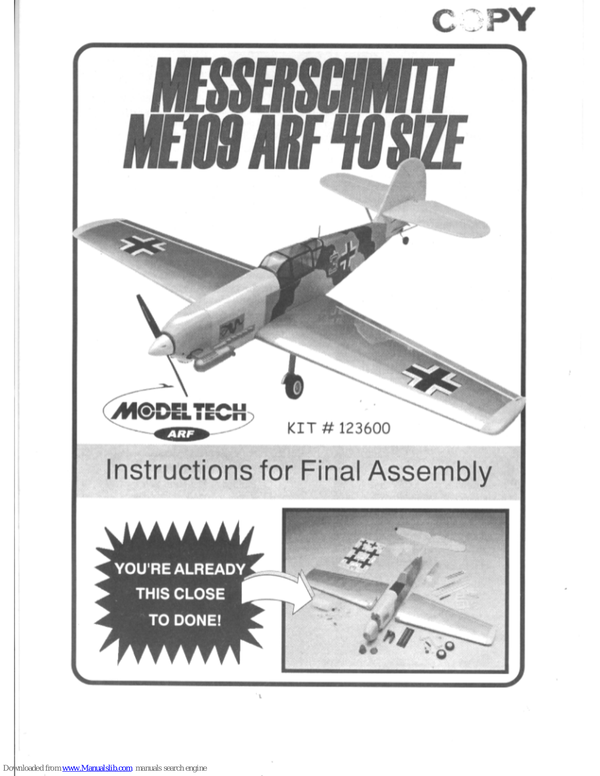 Model Tech 123600 Instructions Manual