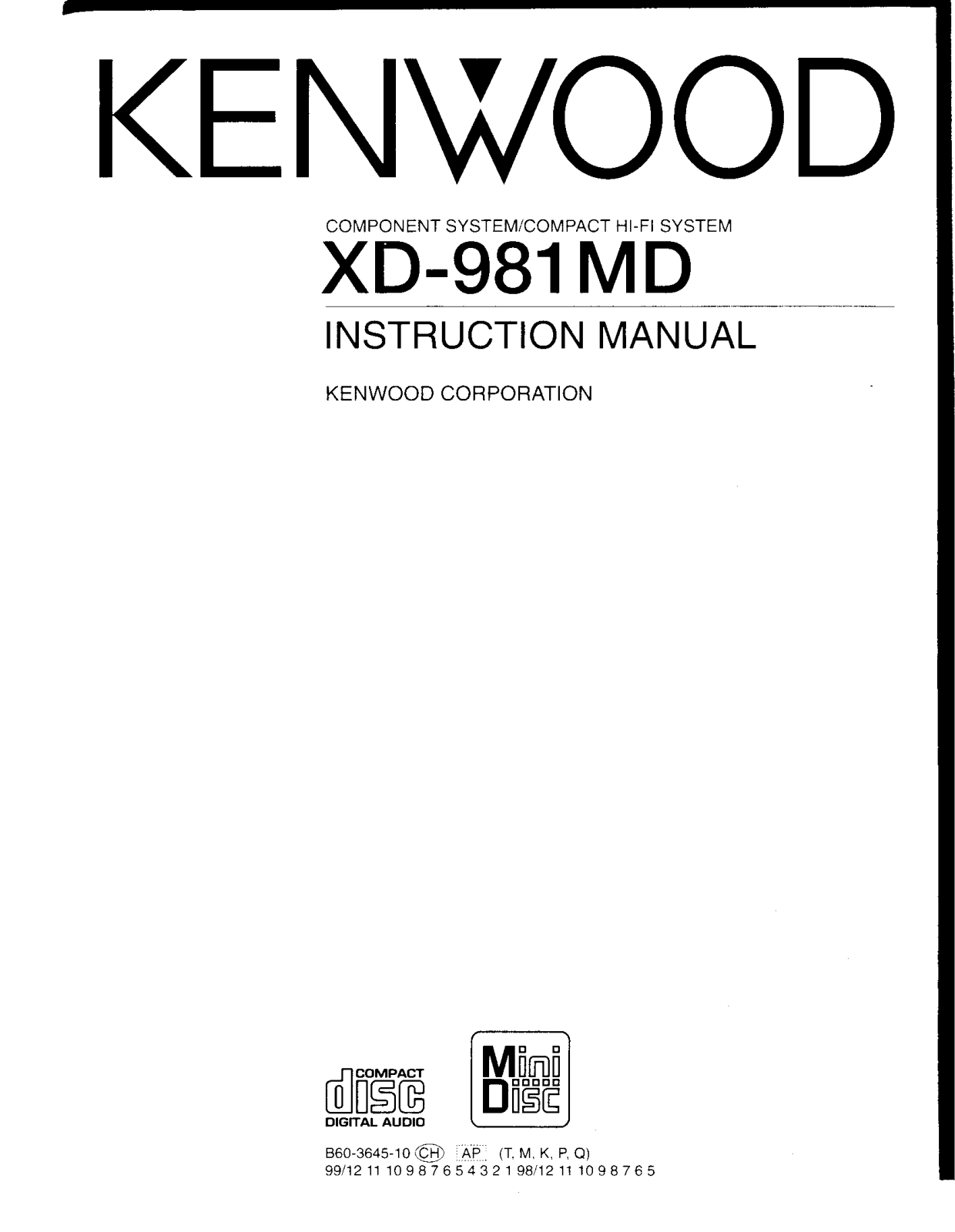 Kenwood LS-N651, LS-N951, RXD-981MD, XD-981MD Owner's Manual
