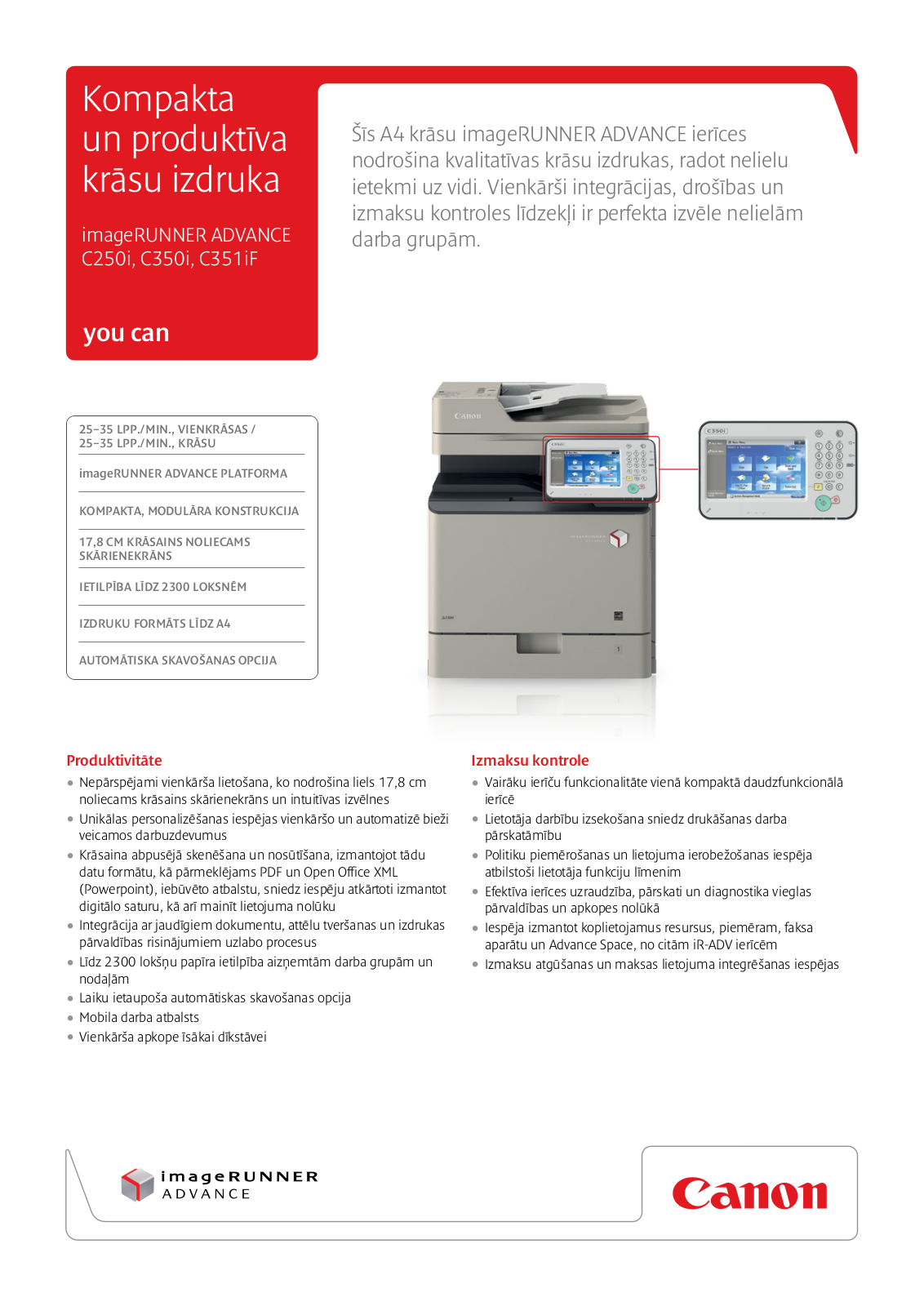 Canon imageRUNNER ADVANCE C250i, imageRUNNER ADVANCE C350i, imageRUNNER ADVANCE C351iF BROCHURE