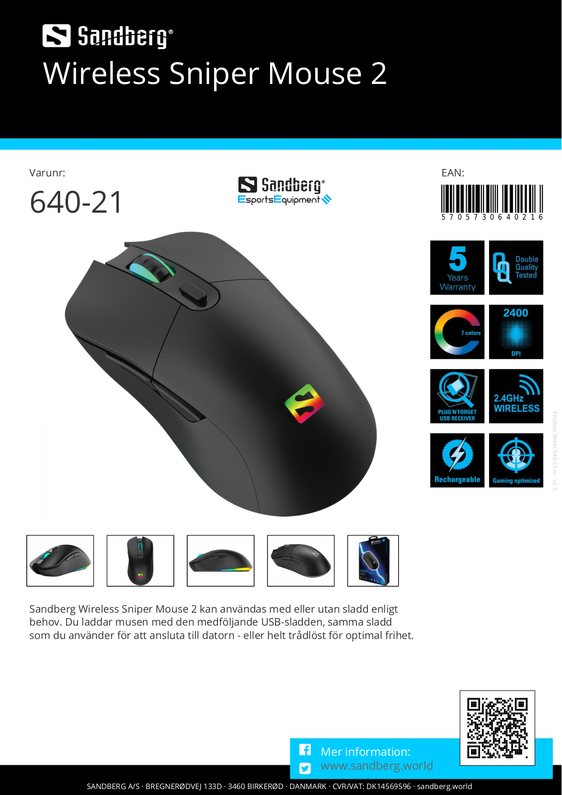 SANDBERG Wireless Sniper Mouse 2 Specification