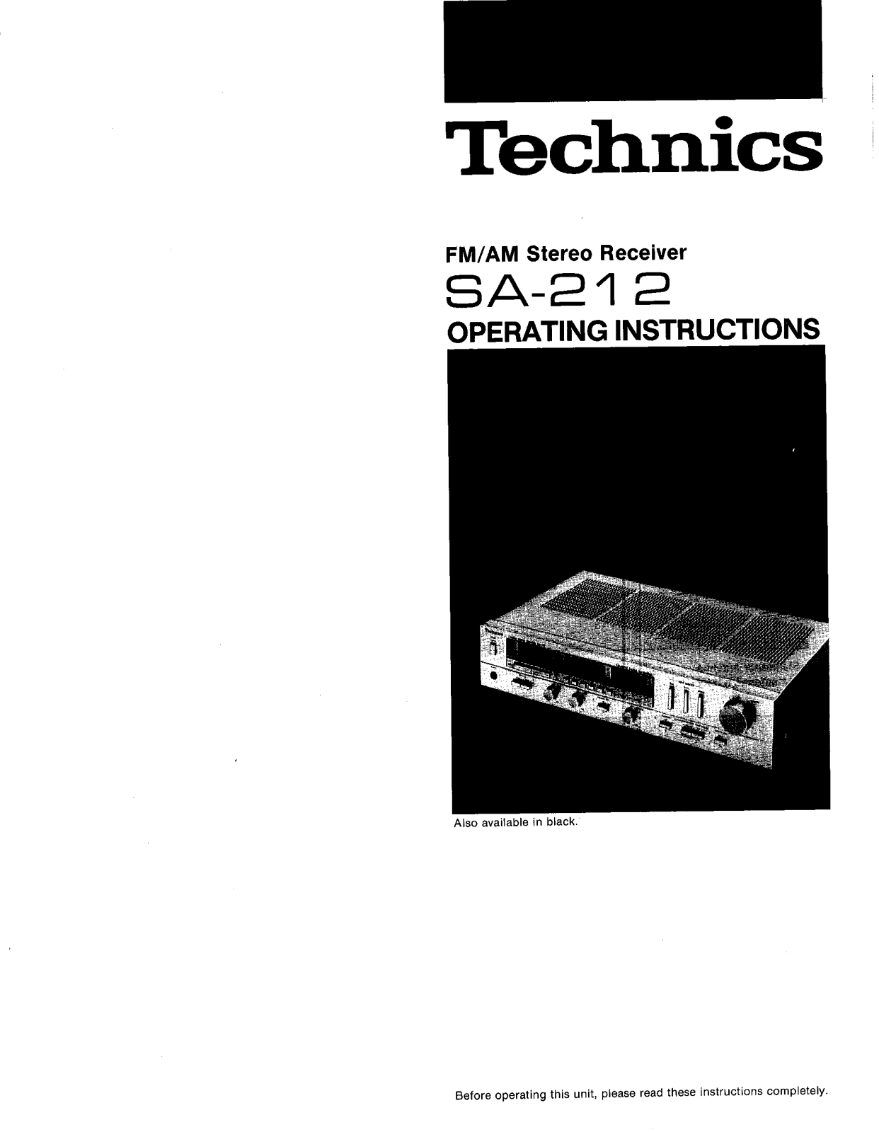 Panasonic SA-212 User Manual